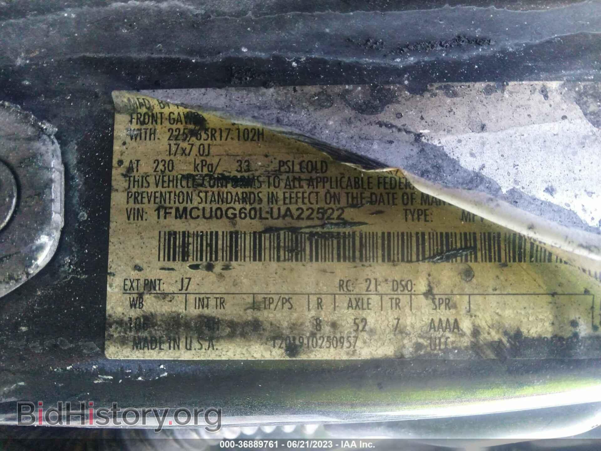 2020 FORD ESCAPE - VIN: 1FMCU0G60LUA22522 - Фото 9