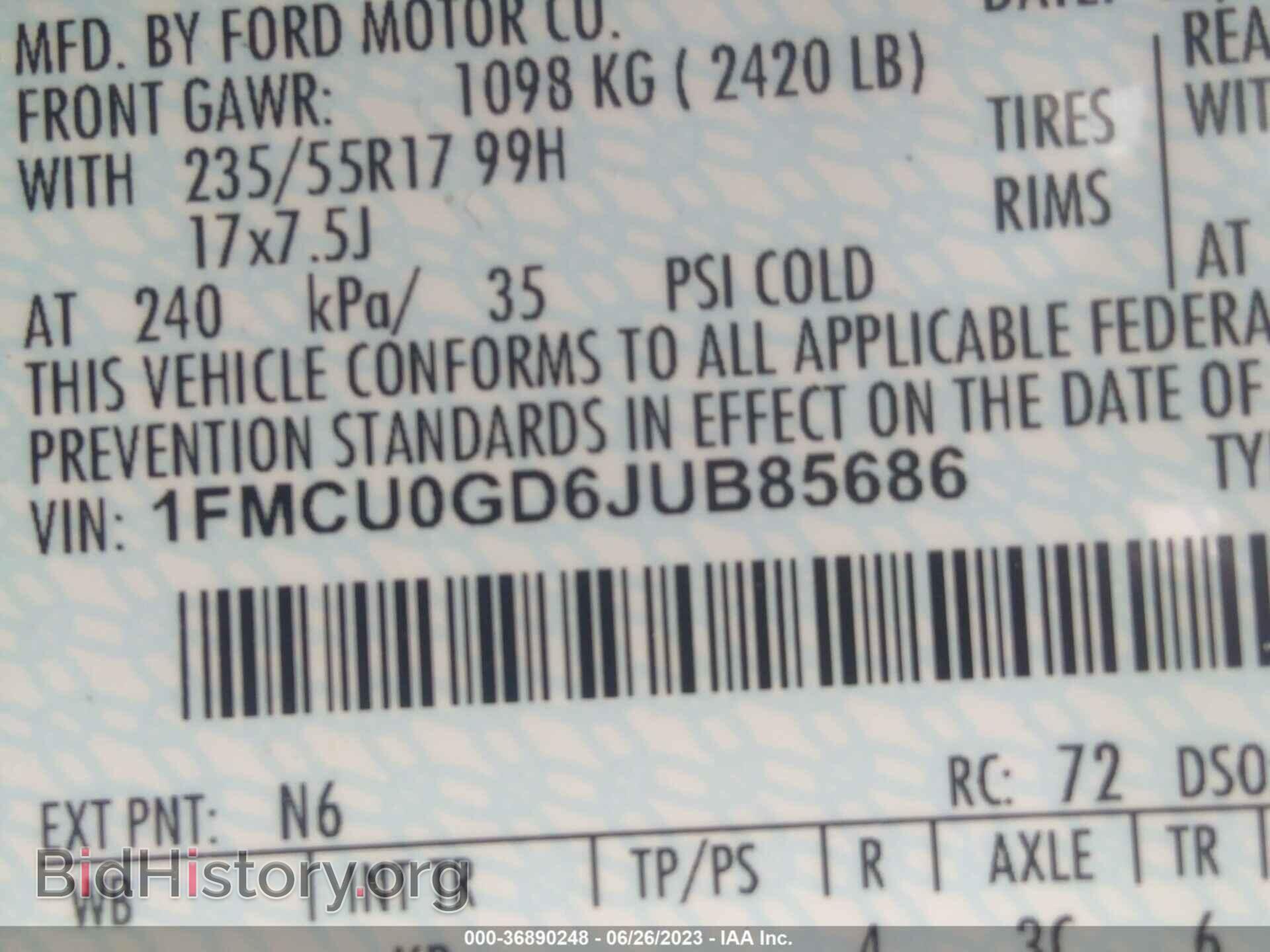 2018 FORD ESCAPE - VIN: 1FMCU0GD6JUB85686 - Фото 9
