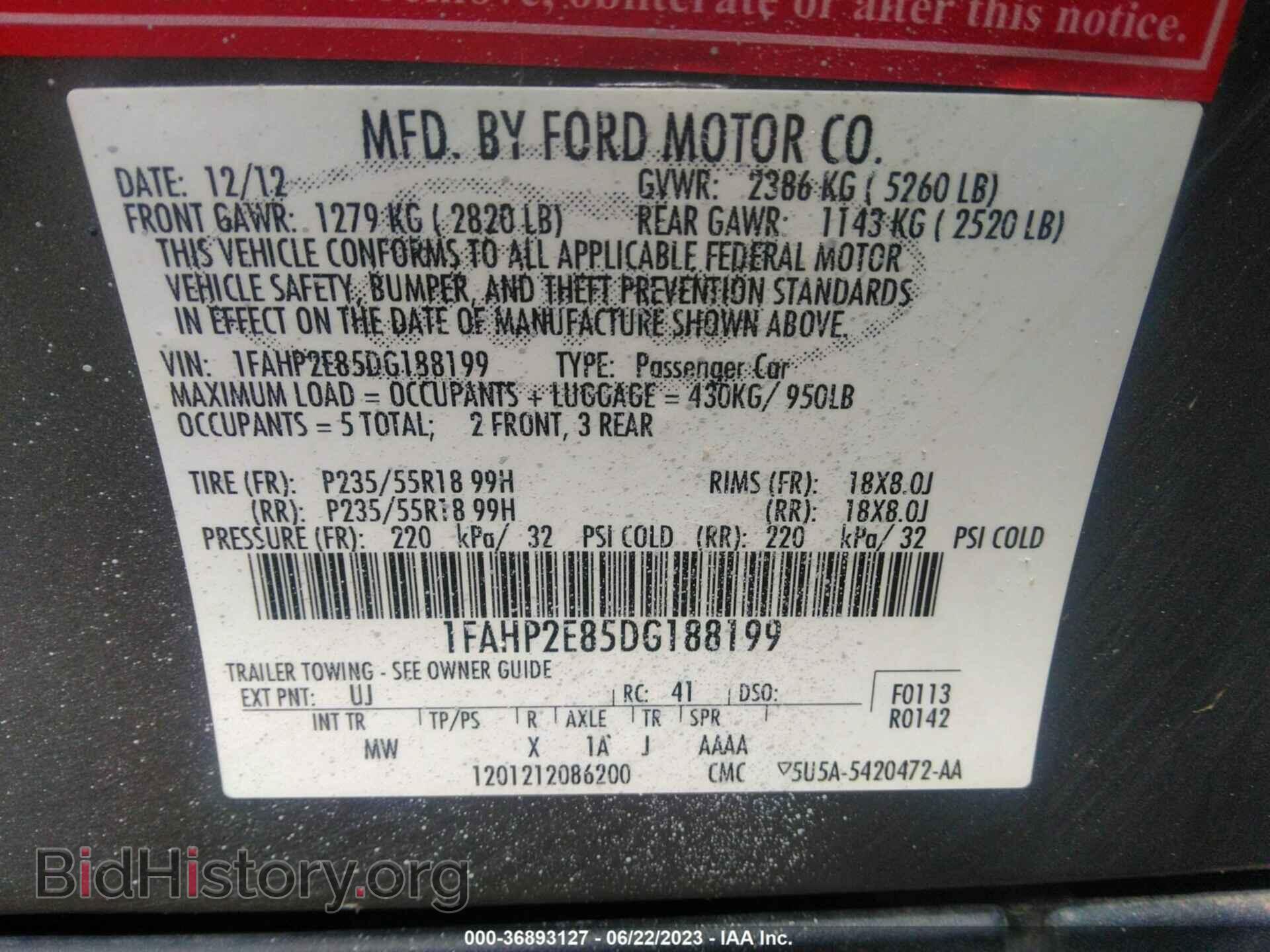 2013 FORD TAURUS - VIN: 1FAHP2E85DG188199 - Photo 9