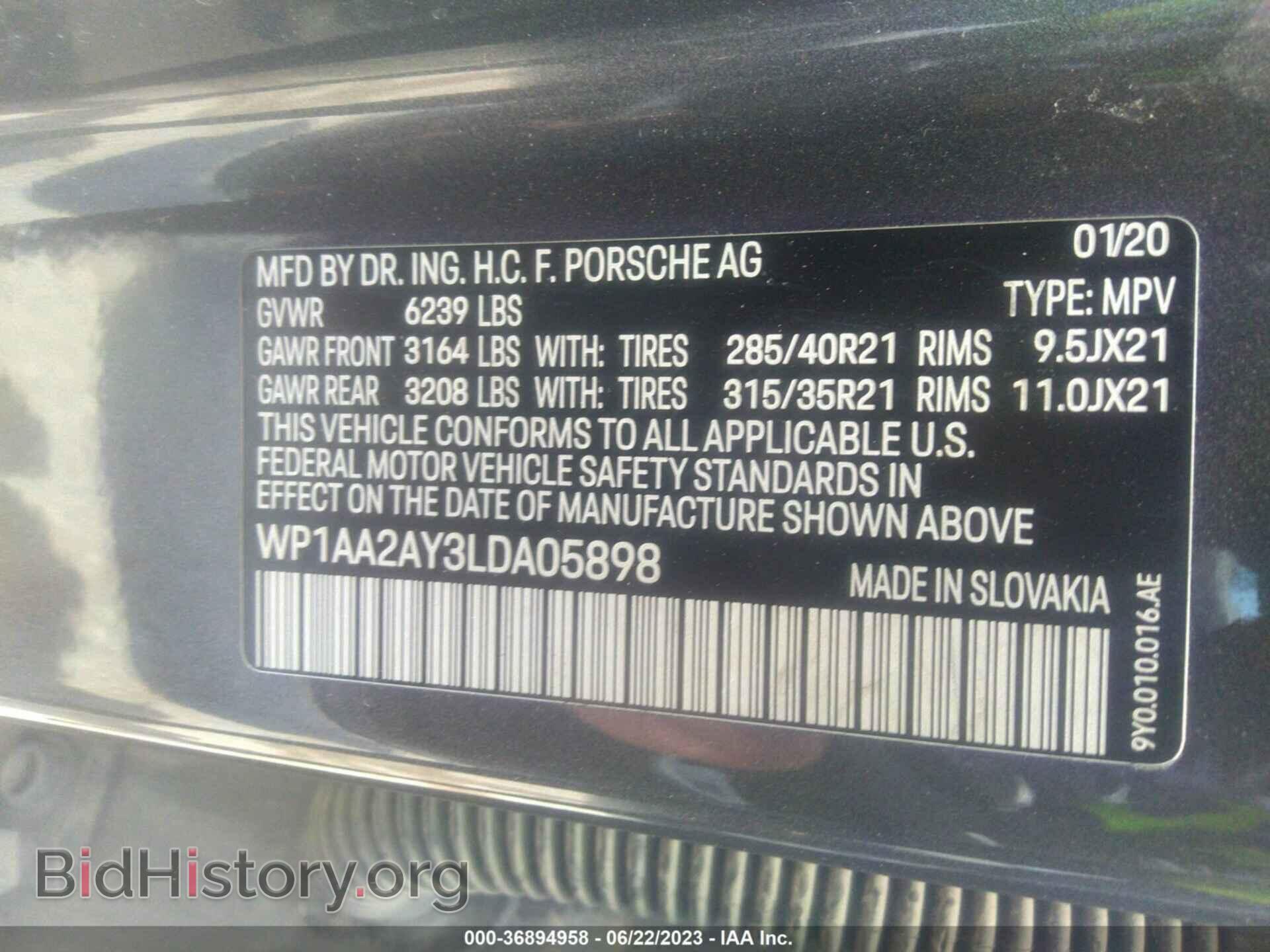 2020 PORSCHE CAYENNE - VIN: WP1AA2AY3LDA05898 - Фото 9