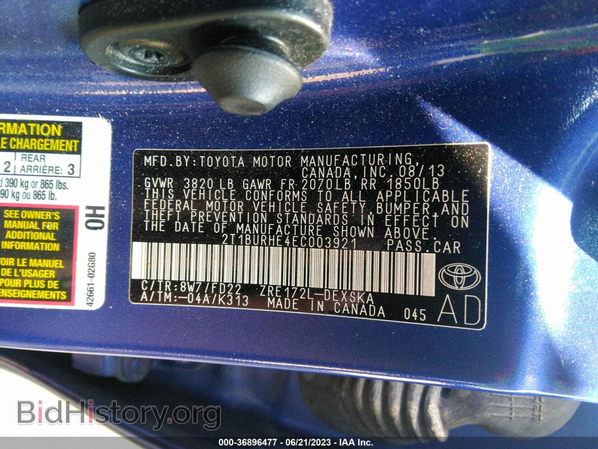 2014 TOYOTA COROLLA - VIN: 2T1BURHE4EC003921 - Photo 9