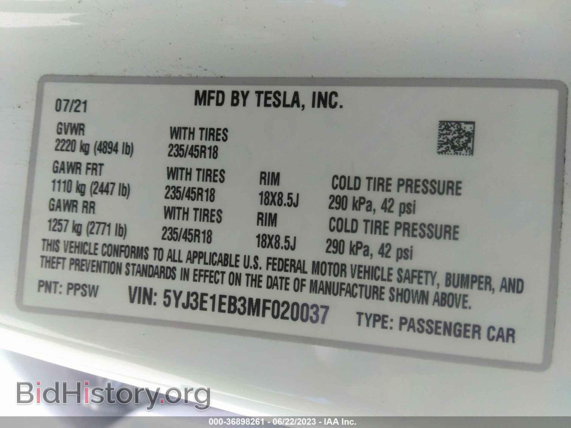 2021 TESLA MODEL 3 - VIN: 5YJ3E1EB3MF020037 - Фото 9
