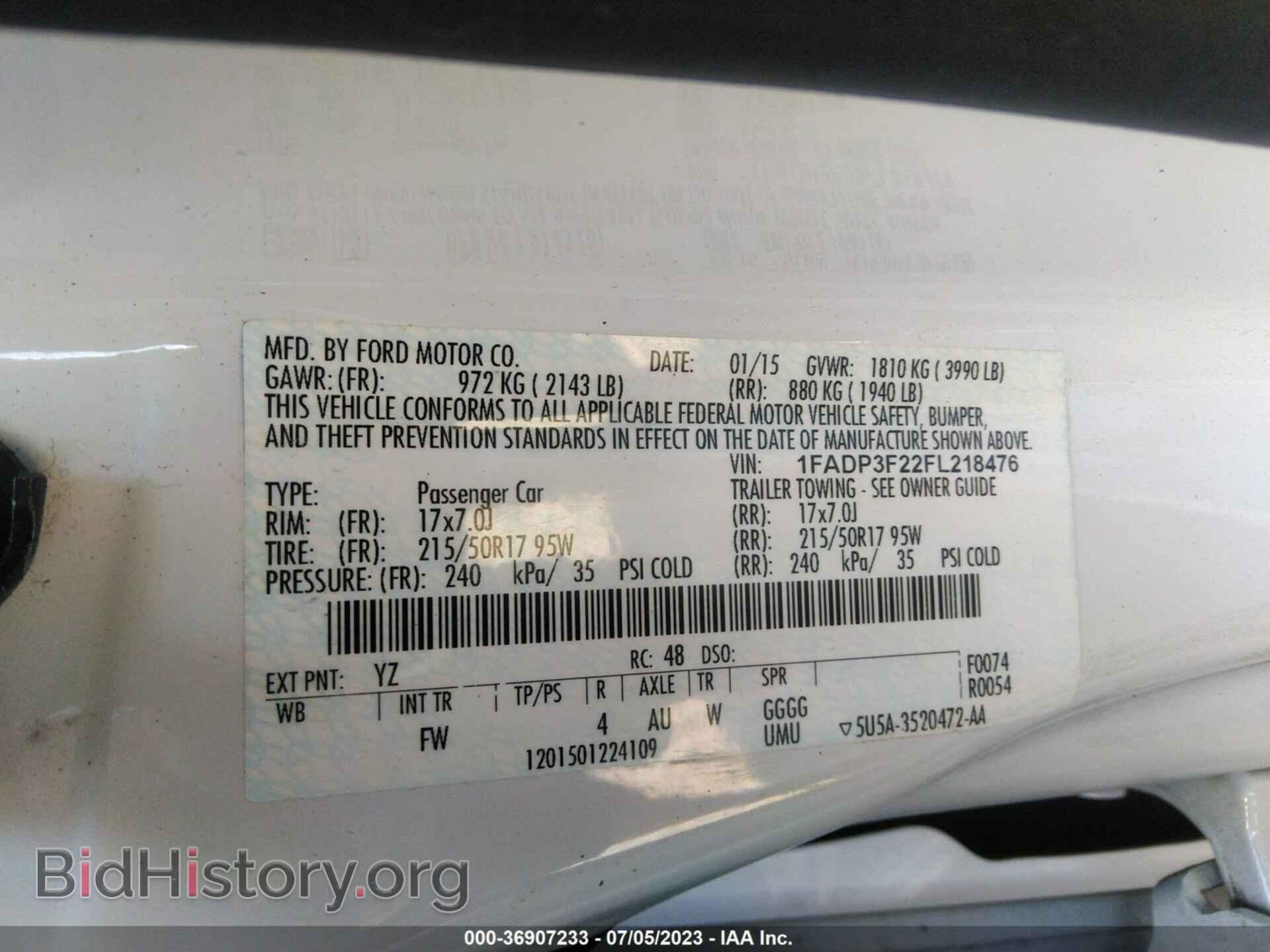 2015 FORD FOCUS - VIN: 1FADP3F22FL218476 - Фото 9