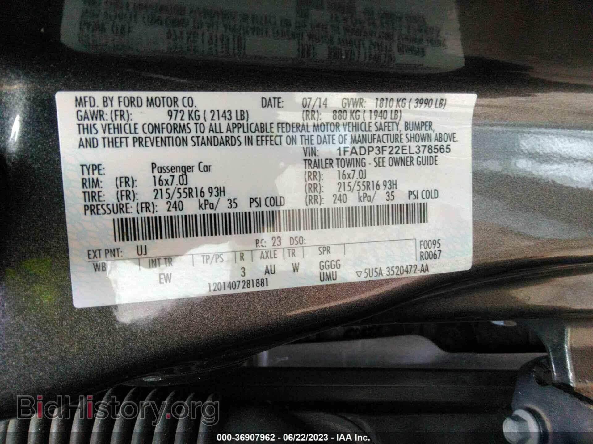 2014 FORD FOCUS - VIN: 1FADP3F22EL378565 - Фото 9
