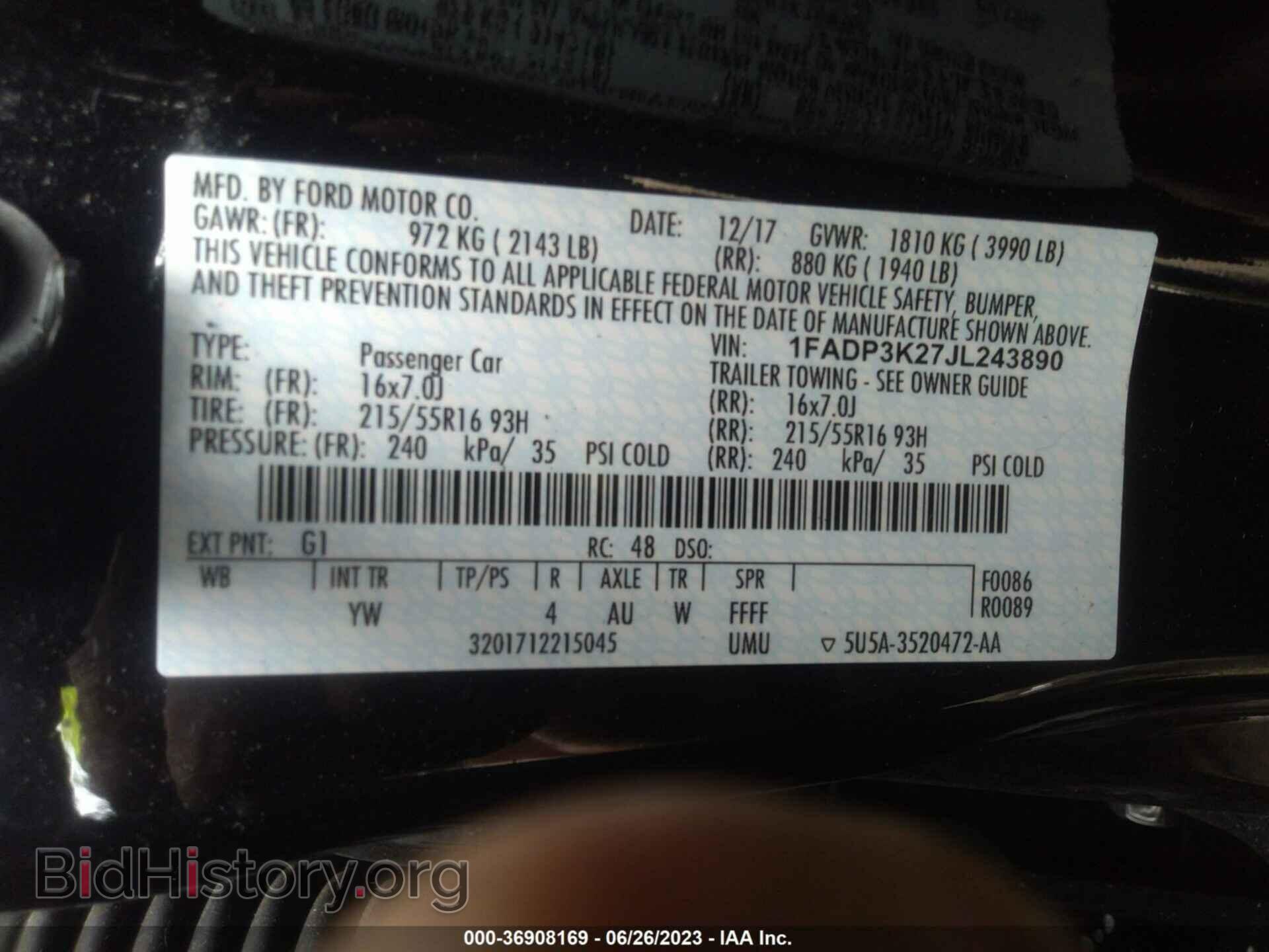 2018 FORD FOCUS - VIN: 1FADP3K27JL243890 - Фото 9