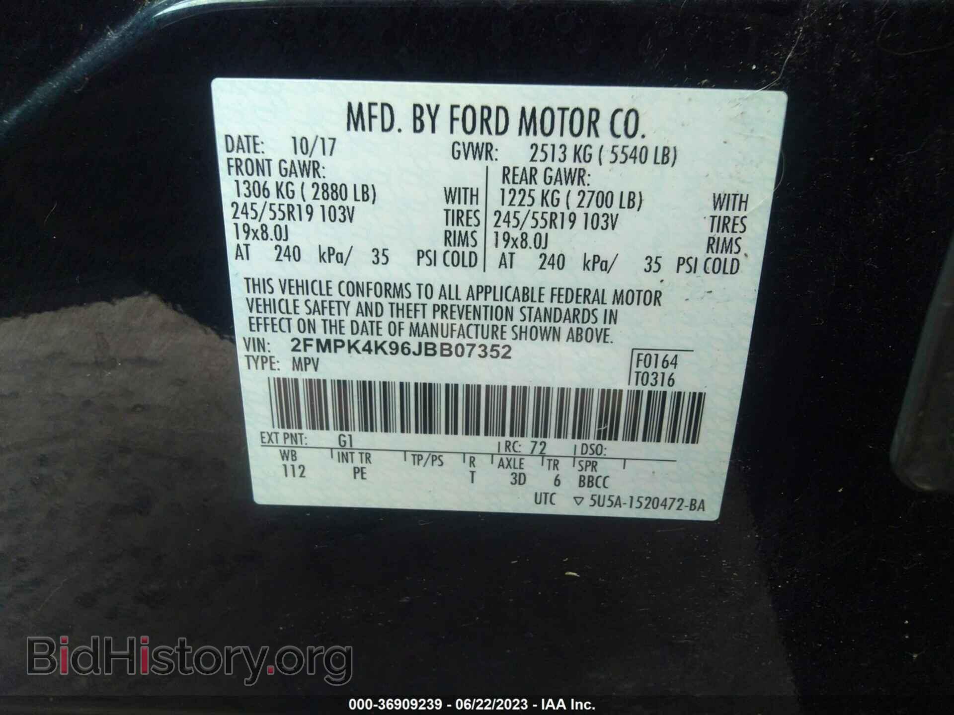 2018 FORD EDGE - VIN: 2FMPK4K96JBB07352 - Photo 9