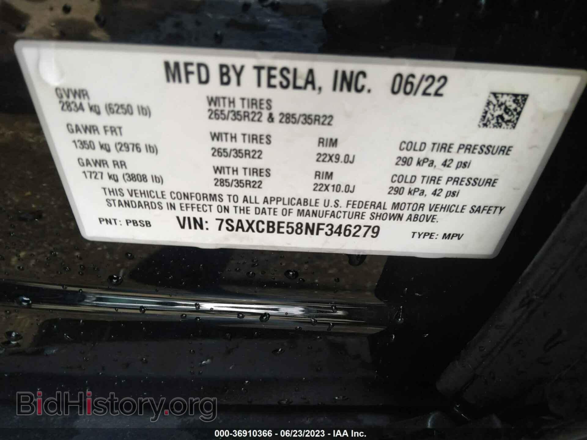 2022 TESLA MODEL X - VIN: 7SAXCBE58NF346279 - Photo 9