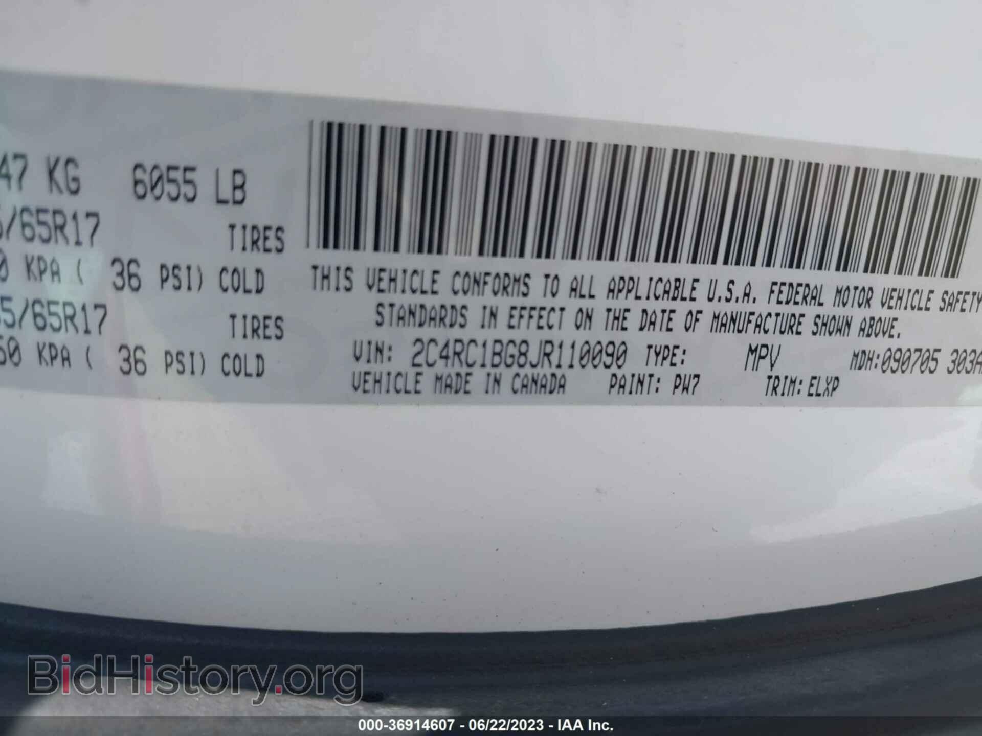 2018 CHRYSLER PACIFICA - VIN: 2C4RC1BG8JR110090 - Фото 9