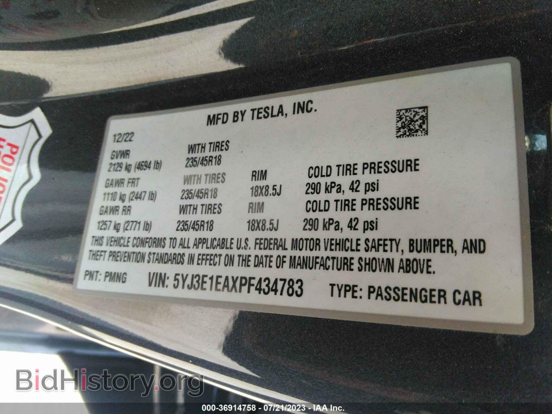 2023 TESLA MODEL 3 - VIN: 5YJ3E1EAXPF434783 - Фото 9