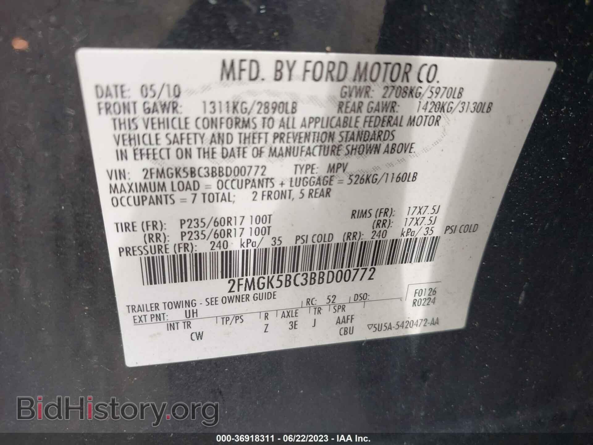 2011 FORD FLEX - VIN: 2FMGK5BC3BBD00772 - Photo 9