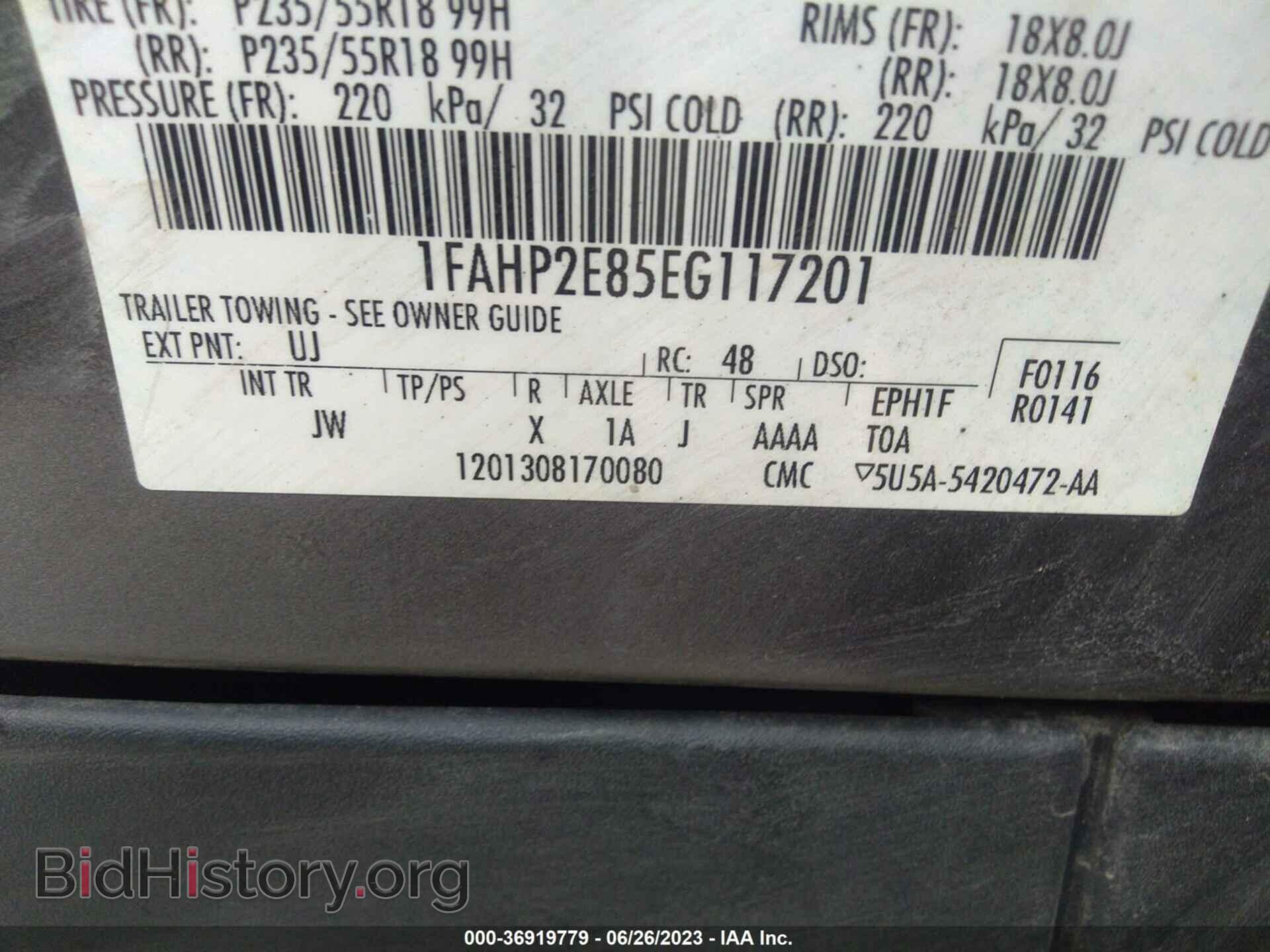 2014 FORD TAURUS - VIN: 1FAHP2E85EG117201 - Фото 9