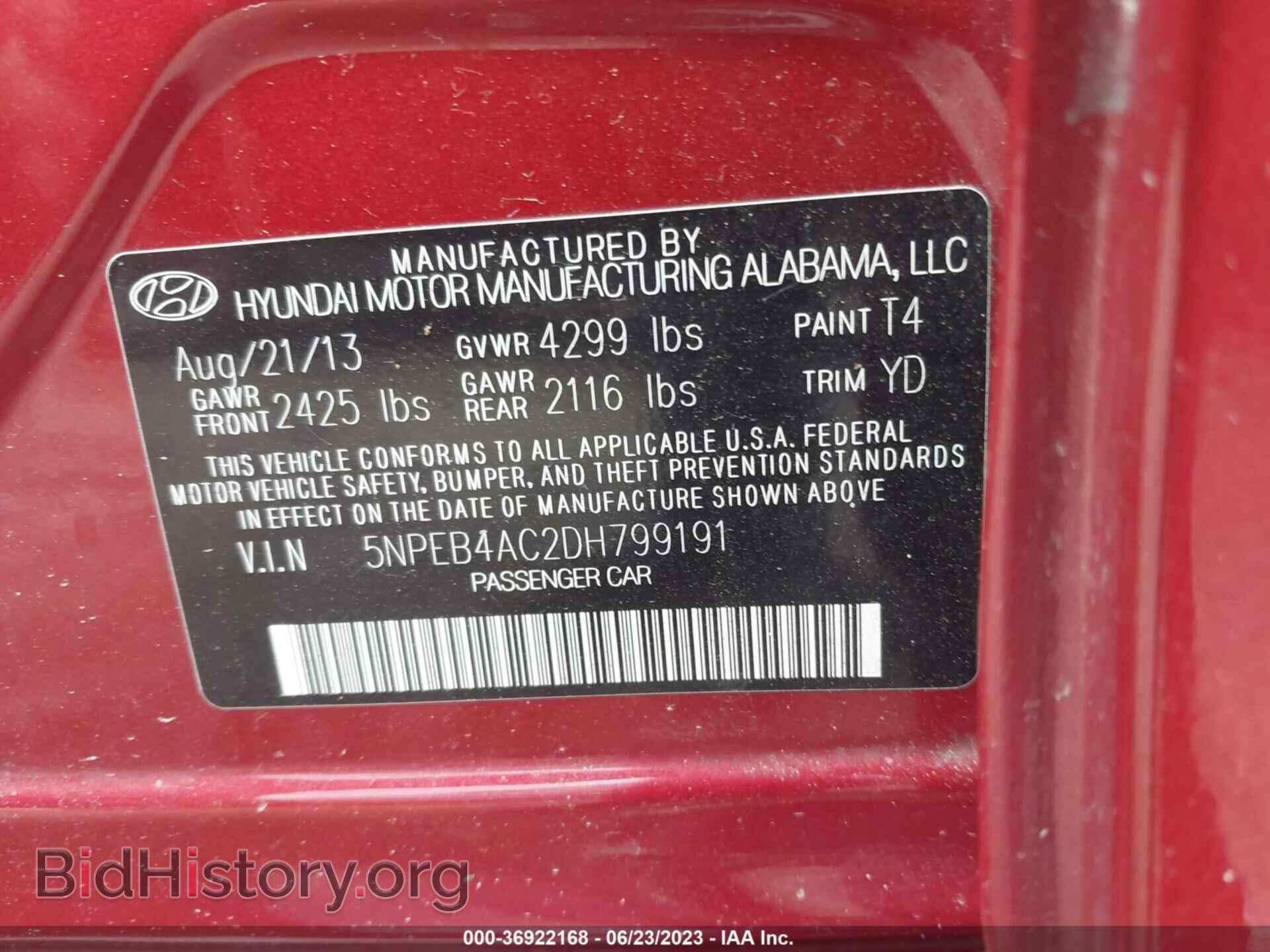 2013 HYUNDAI SONATA - VIN: 5NPEB4AC2DH799191 - Photo 9