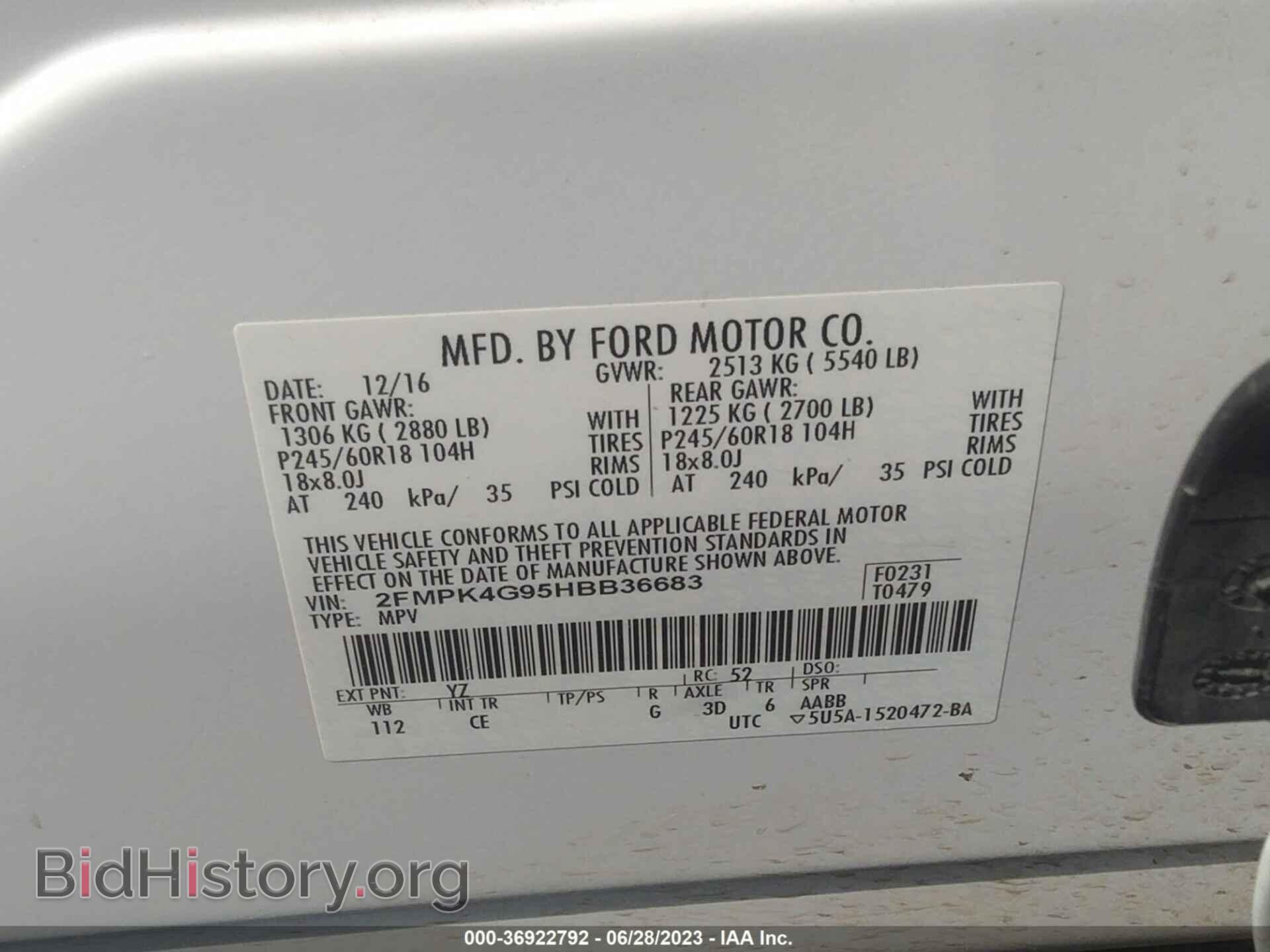 2017 FORD EDGE - VIN: 2FMPK4G95HBB36683 - Photo 9