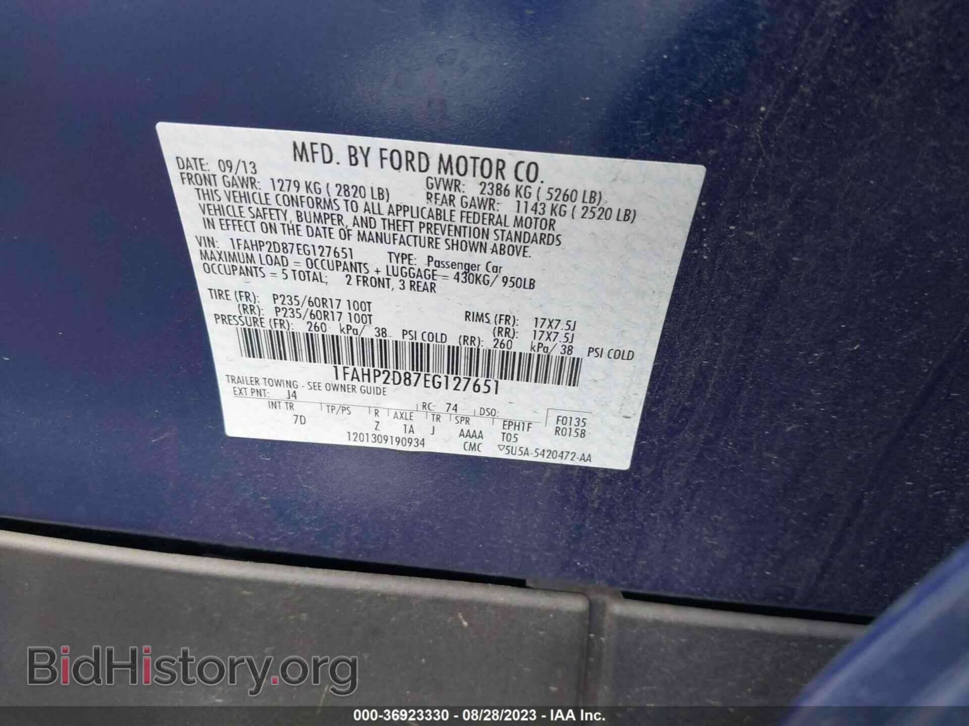 2014 FORD TAURUS - VIN: 1FAHP2D87EG127651 - Фото 9
