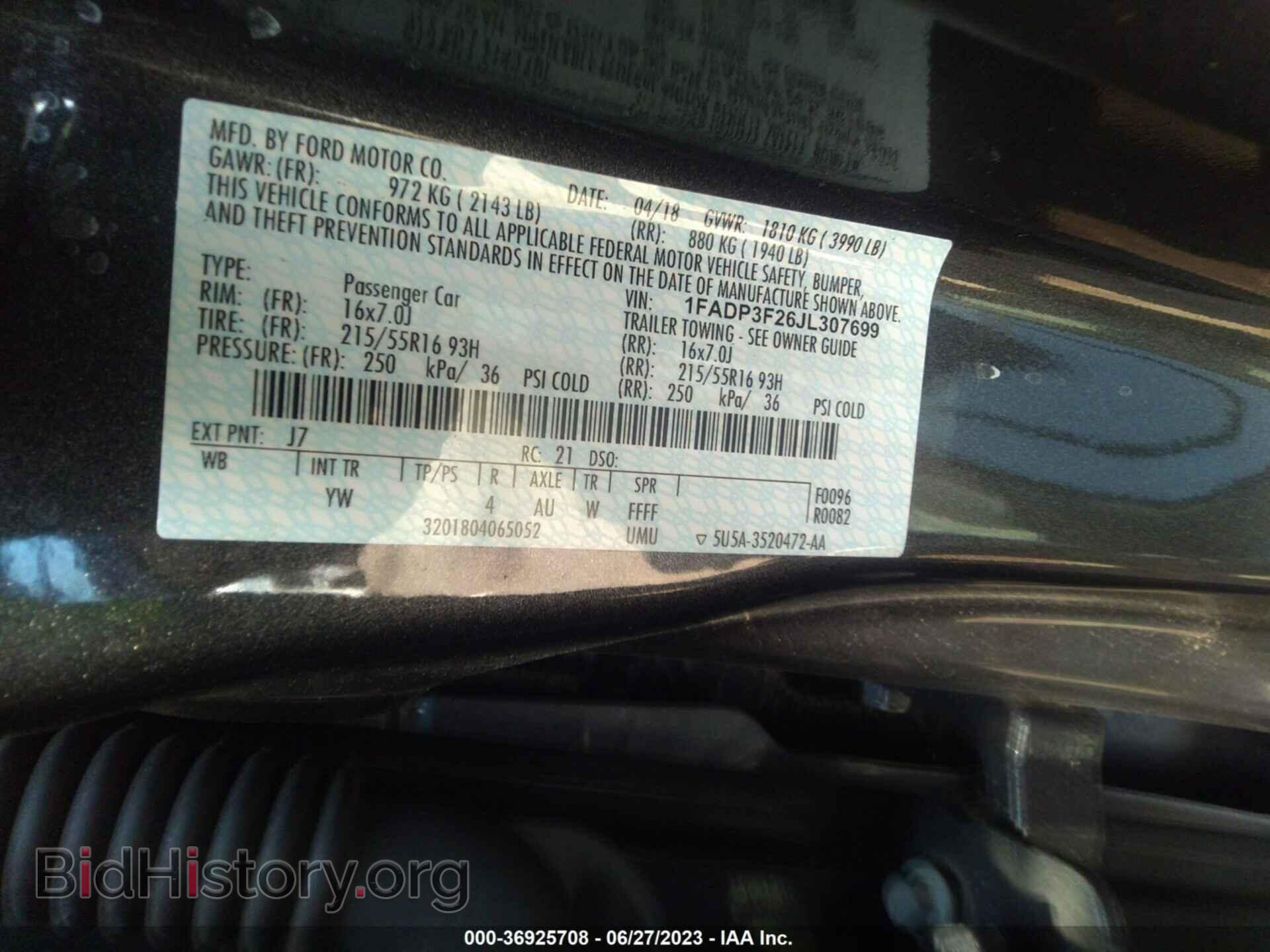 2018 FORD FOCUS - VIN: 1FADP3F26JL307699 - Фото 9