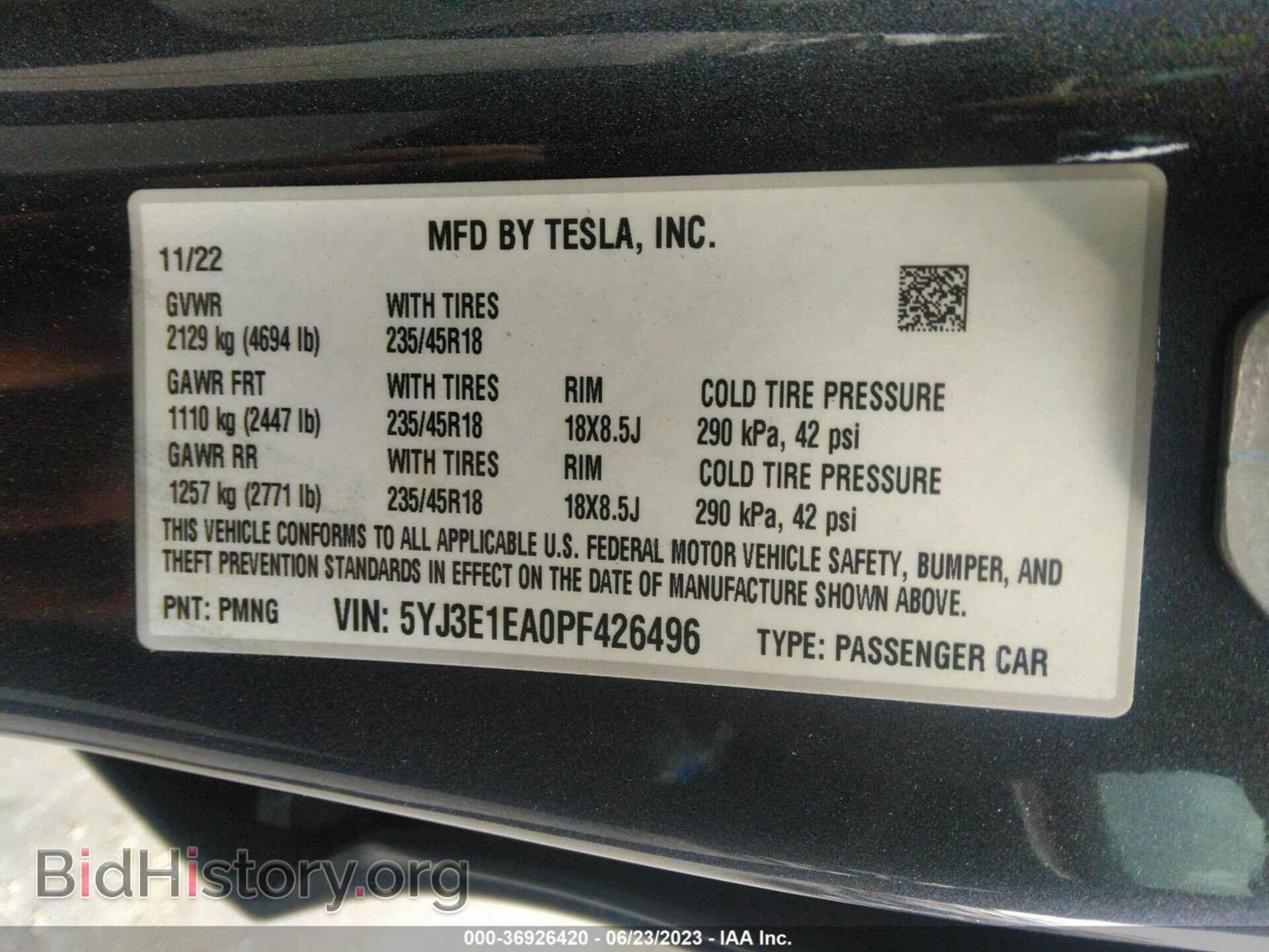 2023 TESLA MODEL 3 - VIN: 5YJ3E1EA0PF426496 - Photo 9