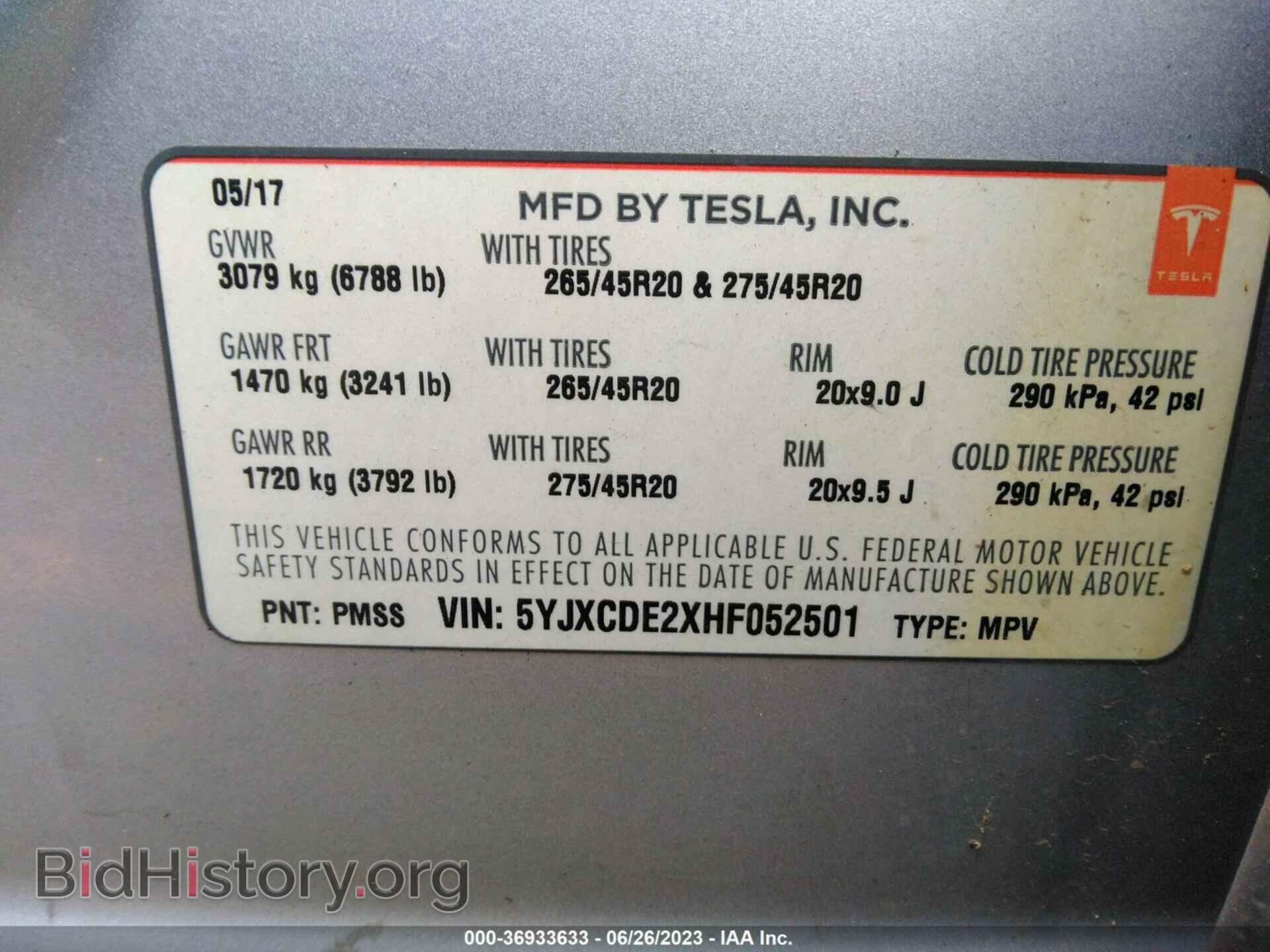 2017 TESLA MODEL X - VIN: 5YJXCDE2XHF052501 - Photo 9