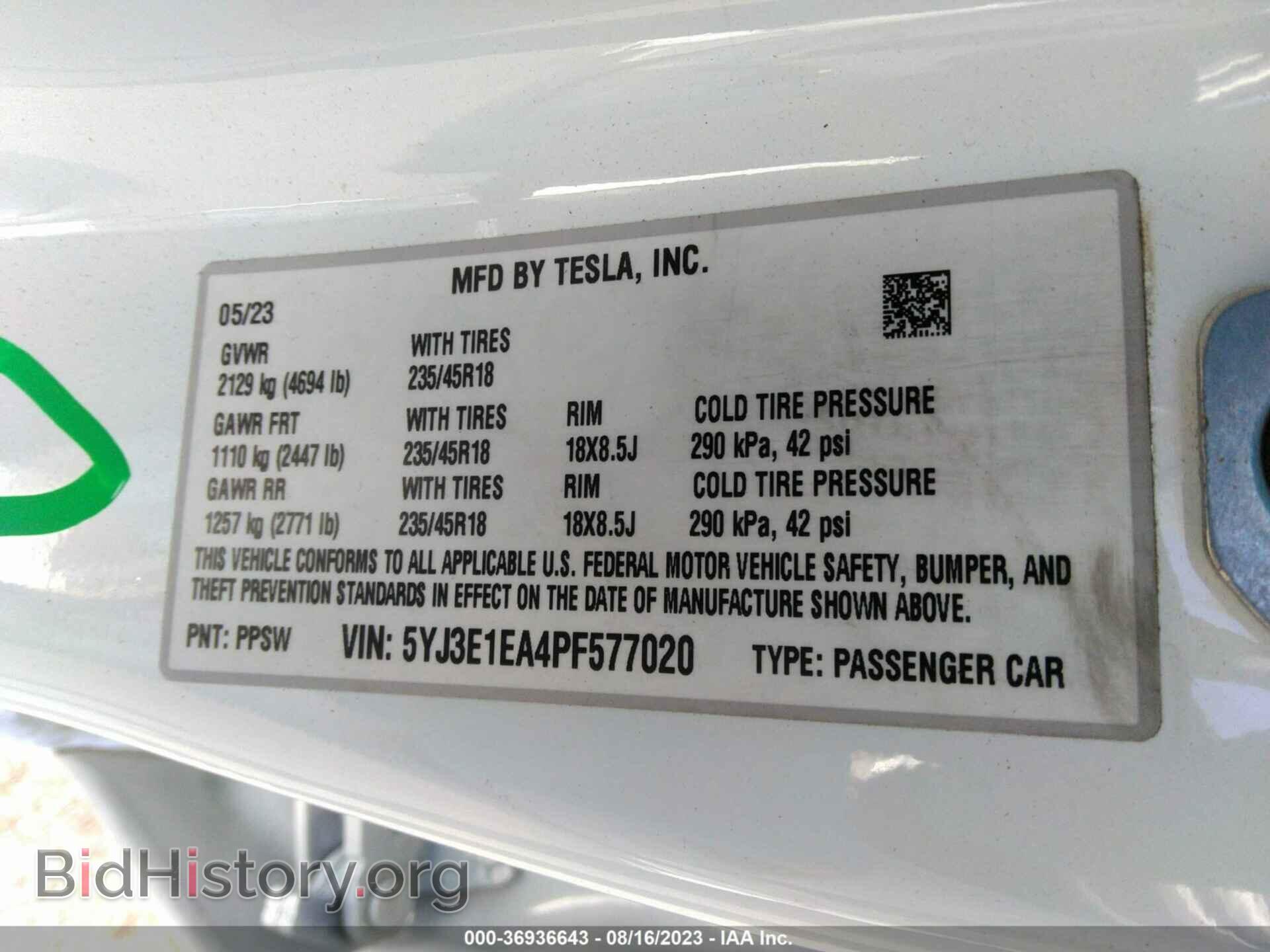 2023 TESLA MODEL 3 - VIN: 5YJ3E1EA4PF577020 - Photo 9