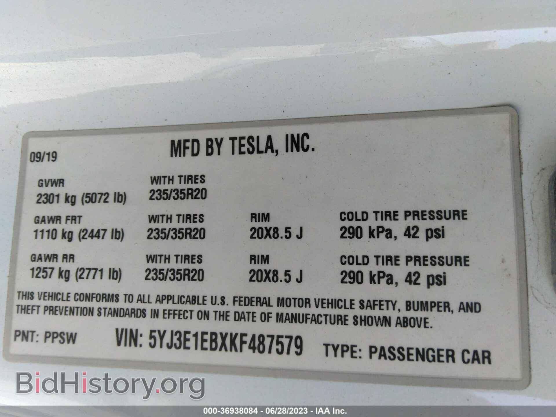 2019 TESLA MODEL 3 - VIN: 5YJ3E1EBXKF487579 - Photo 9
