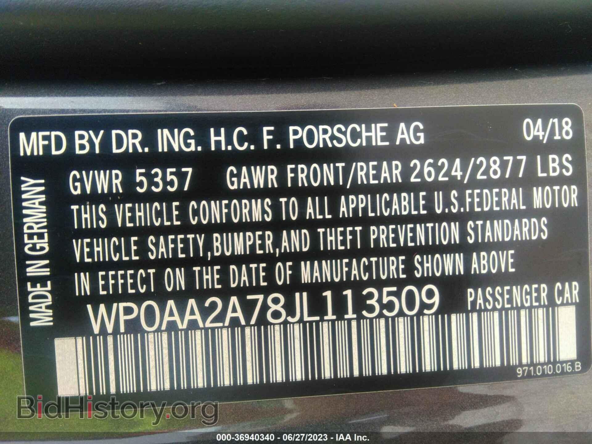 2018 PORSCHE PANAMERA - VIN: WP0AA2A78JL113509 - Фото 9