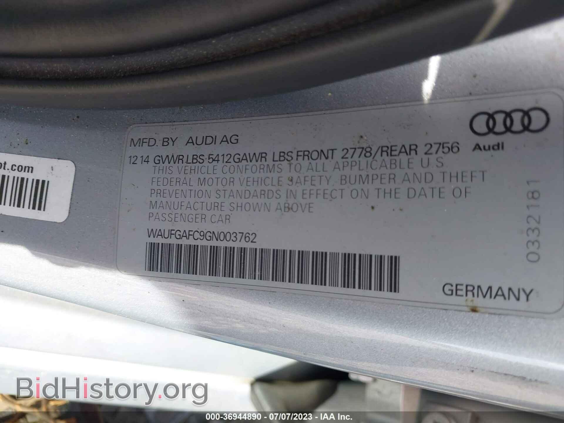 2016 AUDI A6 - VIN: WAUFGAFC9GN003762 - Фото 9