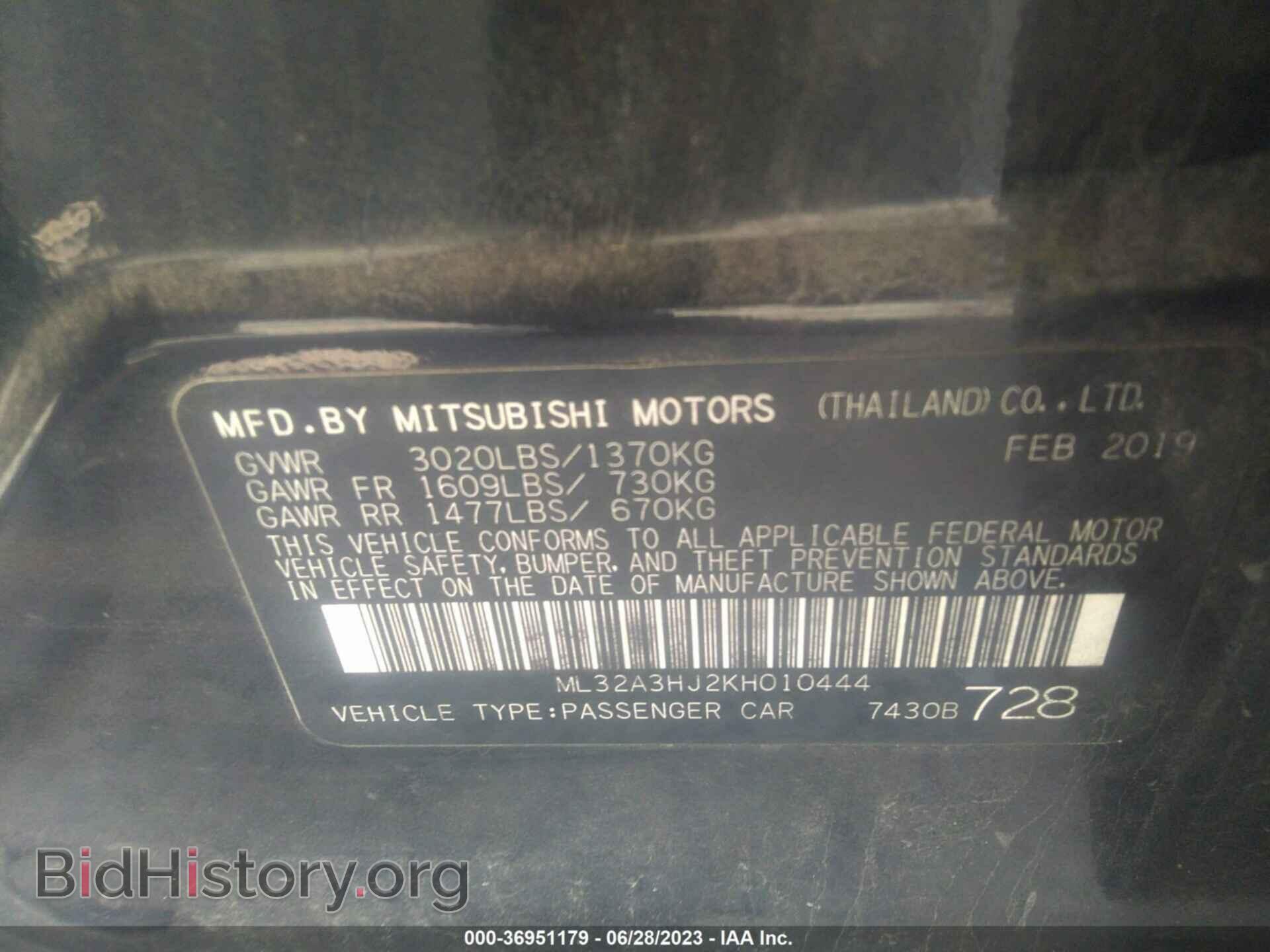2019 MITSUBISHI MIRAGE - VIN: ML32A3HJ2KH010444 - Фото 9