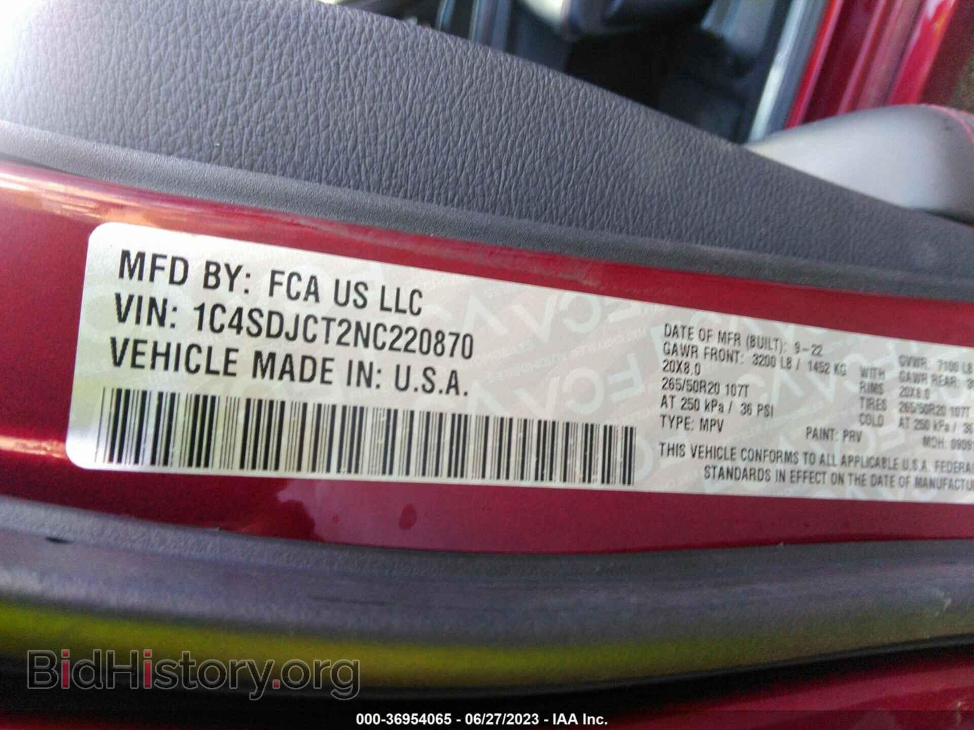 2022 DODGE DURANGO - VIN: 1C4SDJCT2NC220870 - Фото 9