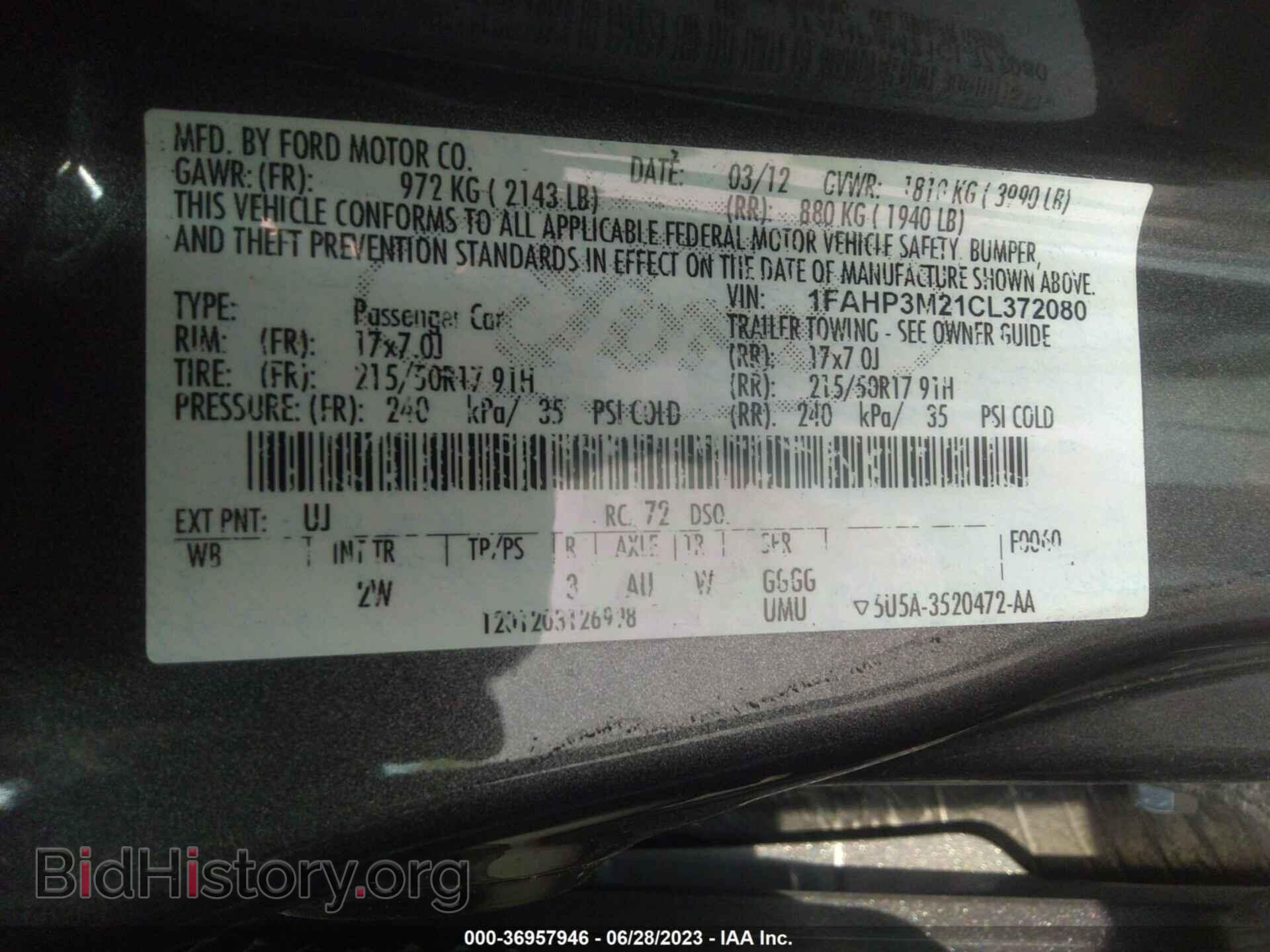 2012 FORD FOCUS - VIN: 1FAHP3M21CL372080 - Фото 9