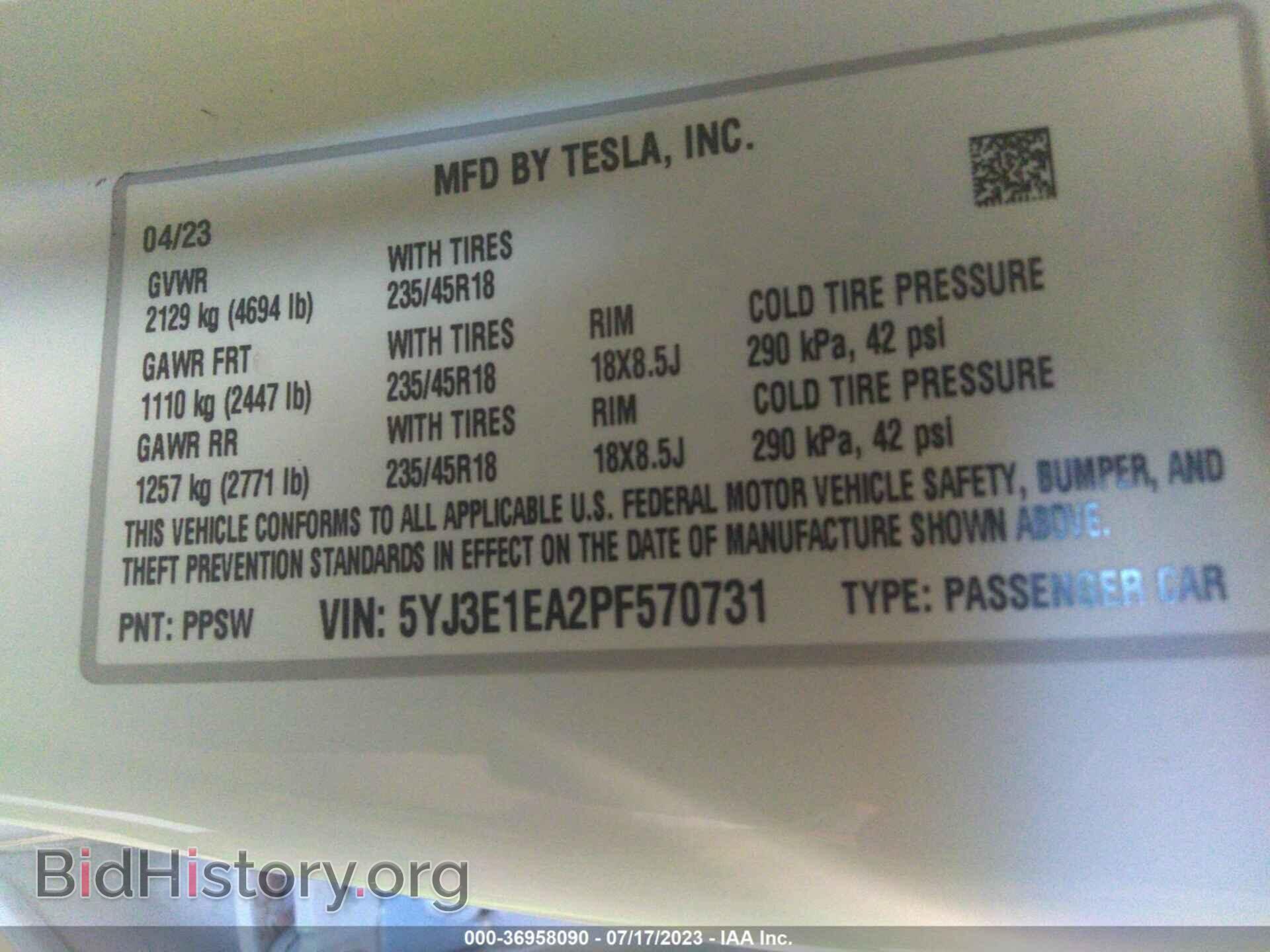 2023 TESLA MODEL 3 - VIN: 5YJ3E1EA2PF570731 - Фото 9