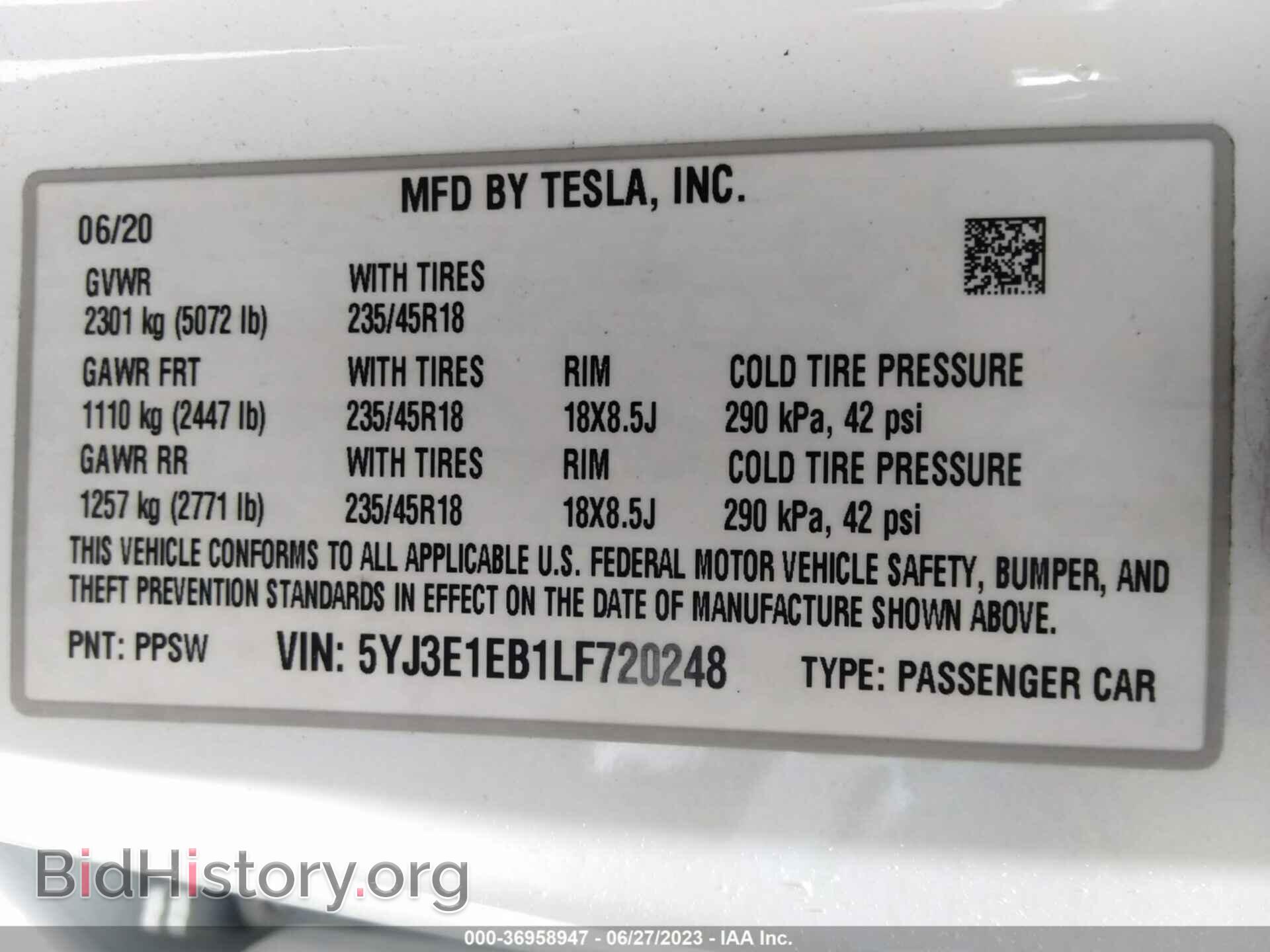 2020 TESLA MODEL 3 - VIN: 5YJ3E1EB1LF720248 - Фото 9