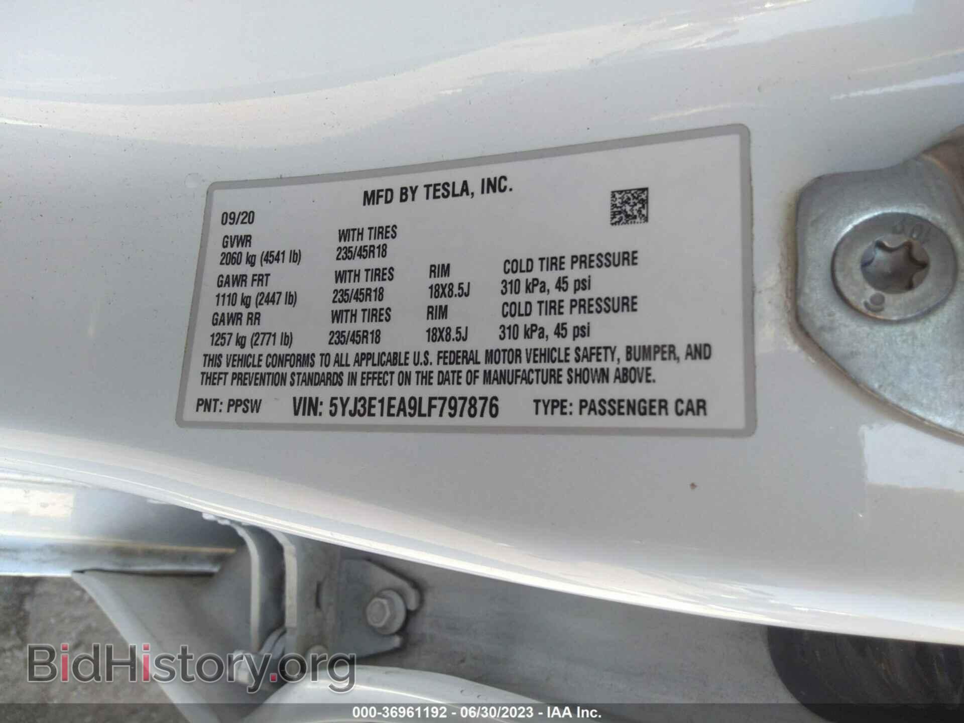 2020 TESLA MODEL 3 - VIN: 5YJ3E1EA9LF797876 - Photo 9