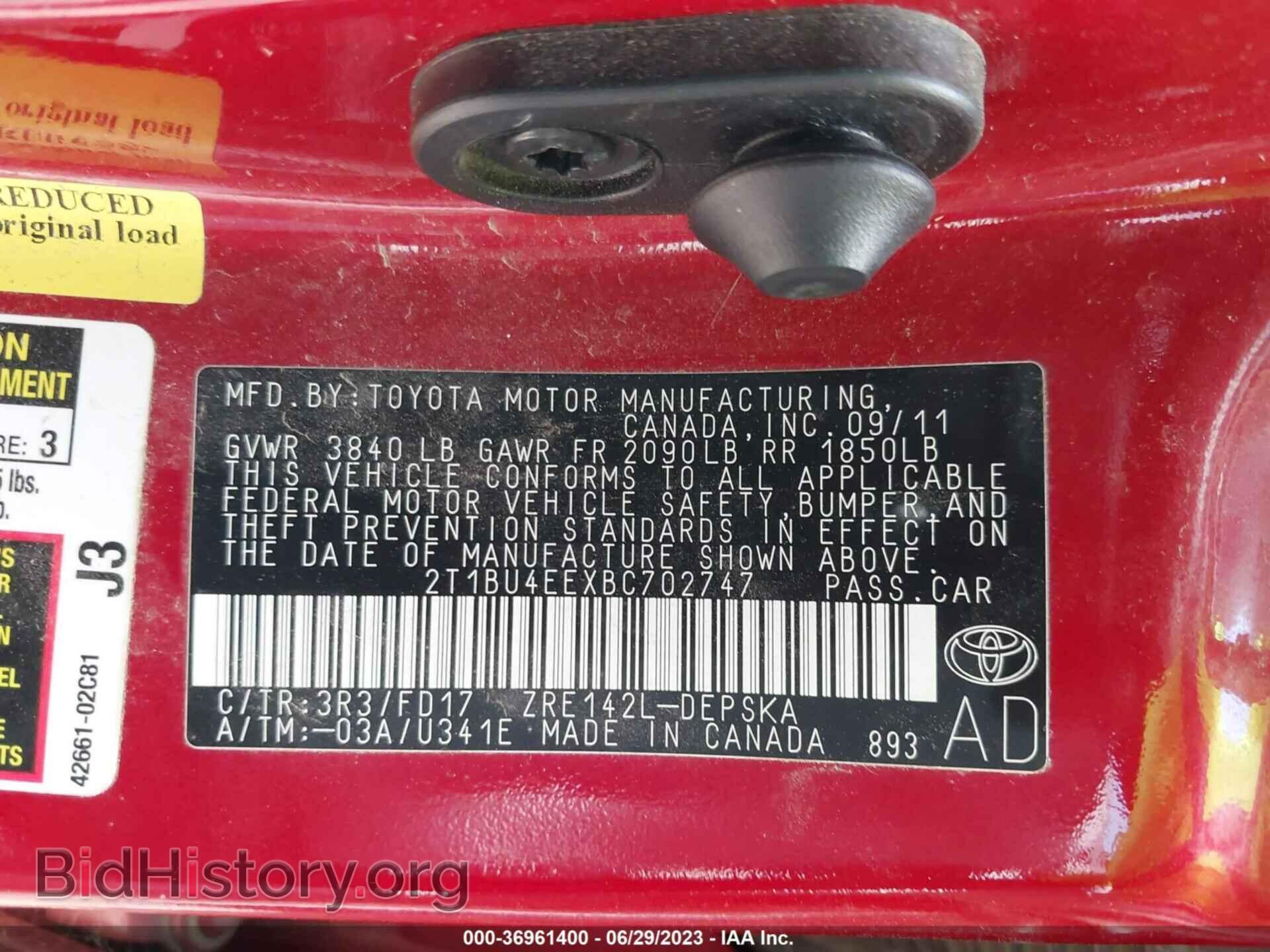 2011 TOYOTA COROLLA - VIN: 2T1BU4EEXBC702747 - Фото 9