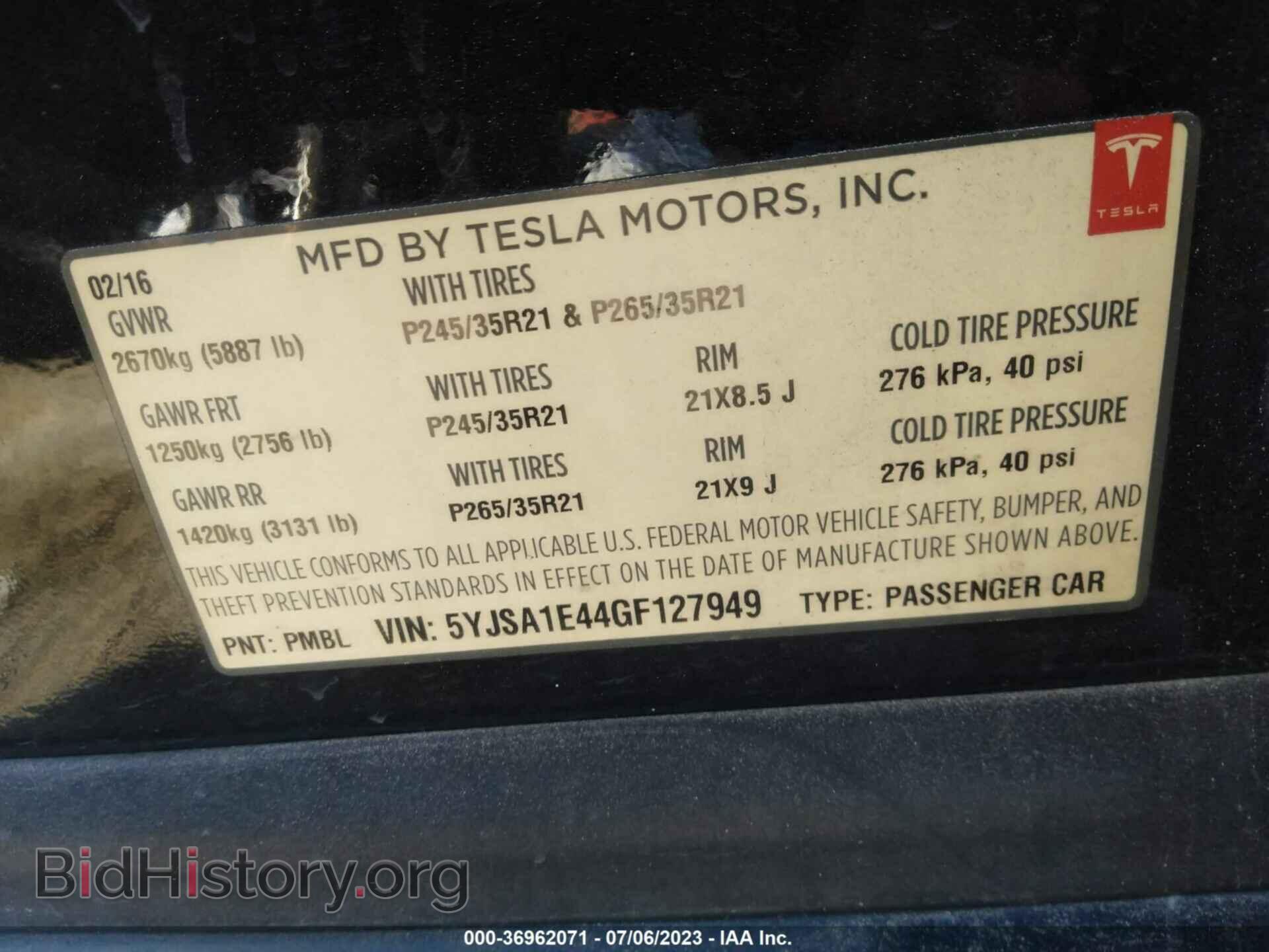 2016 TESLA MODEL S - VIN: 5YJSA1E44GF127949 - Photo 9