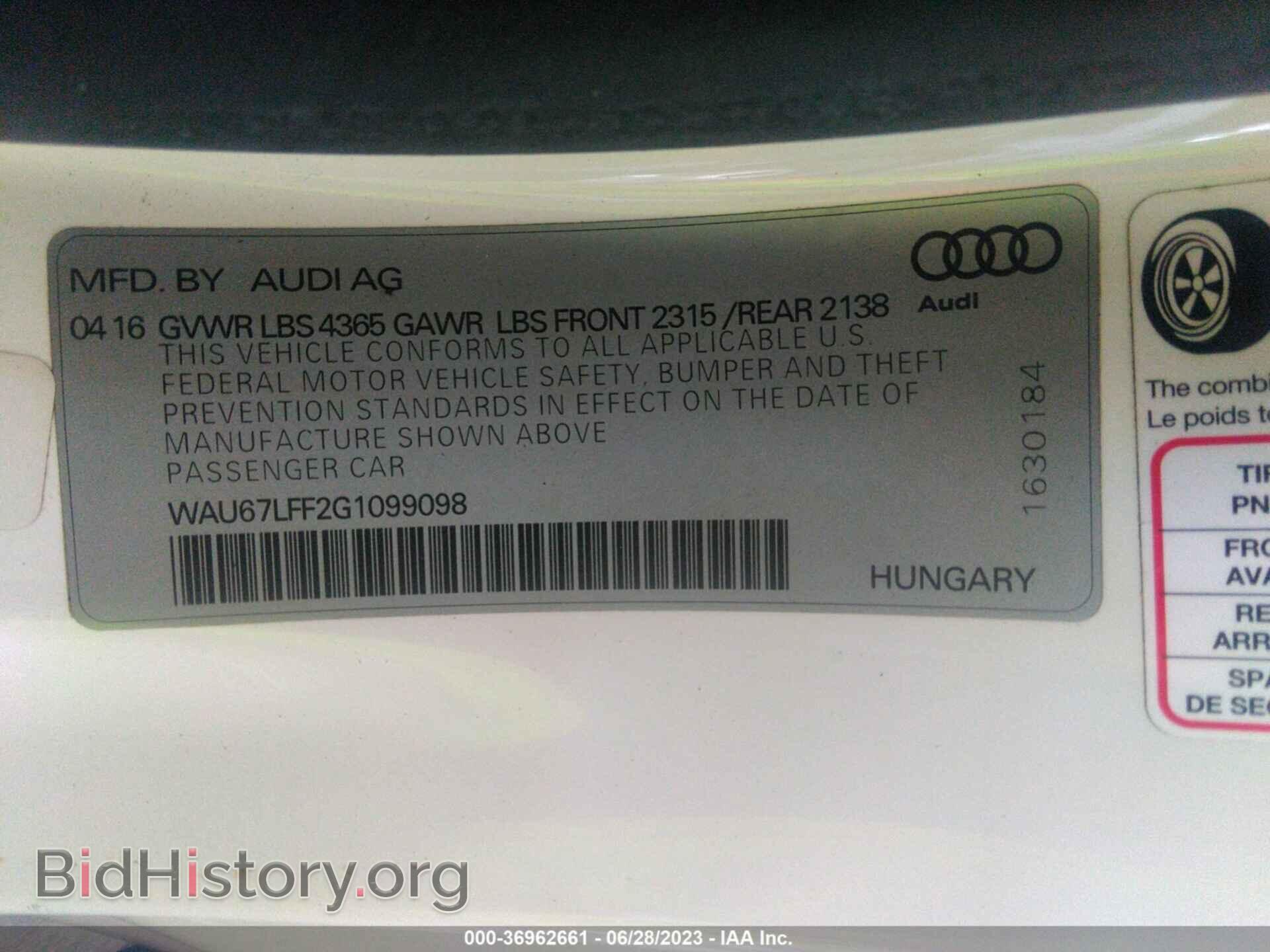 2016 AUDI A3 - VIN: WAU67LFF2G1099098 - Фото 9