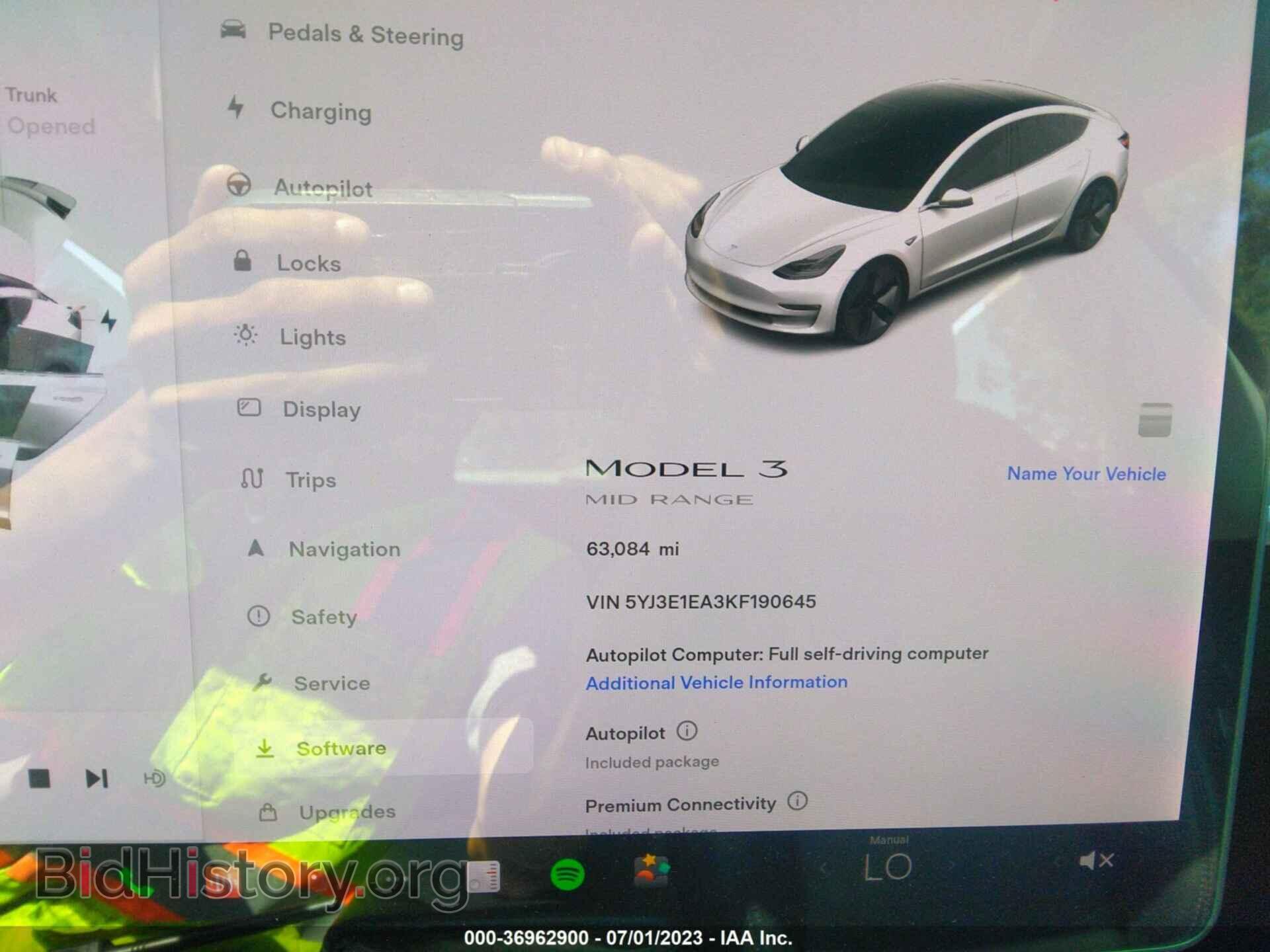 2019 TESLA MODEL 3 - VIN: 5YJ3E1EA3KF190645 - Фото 7