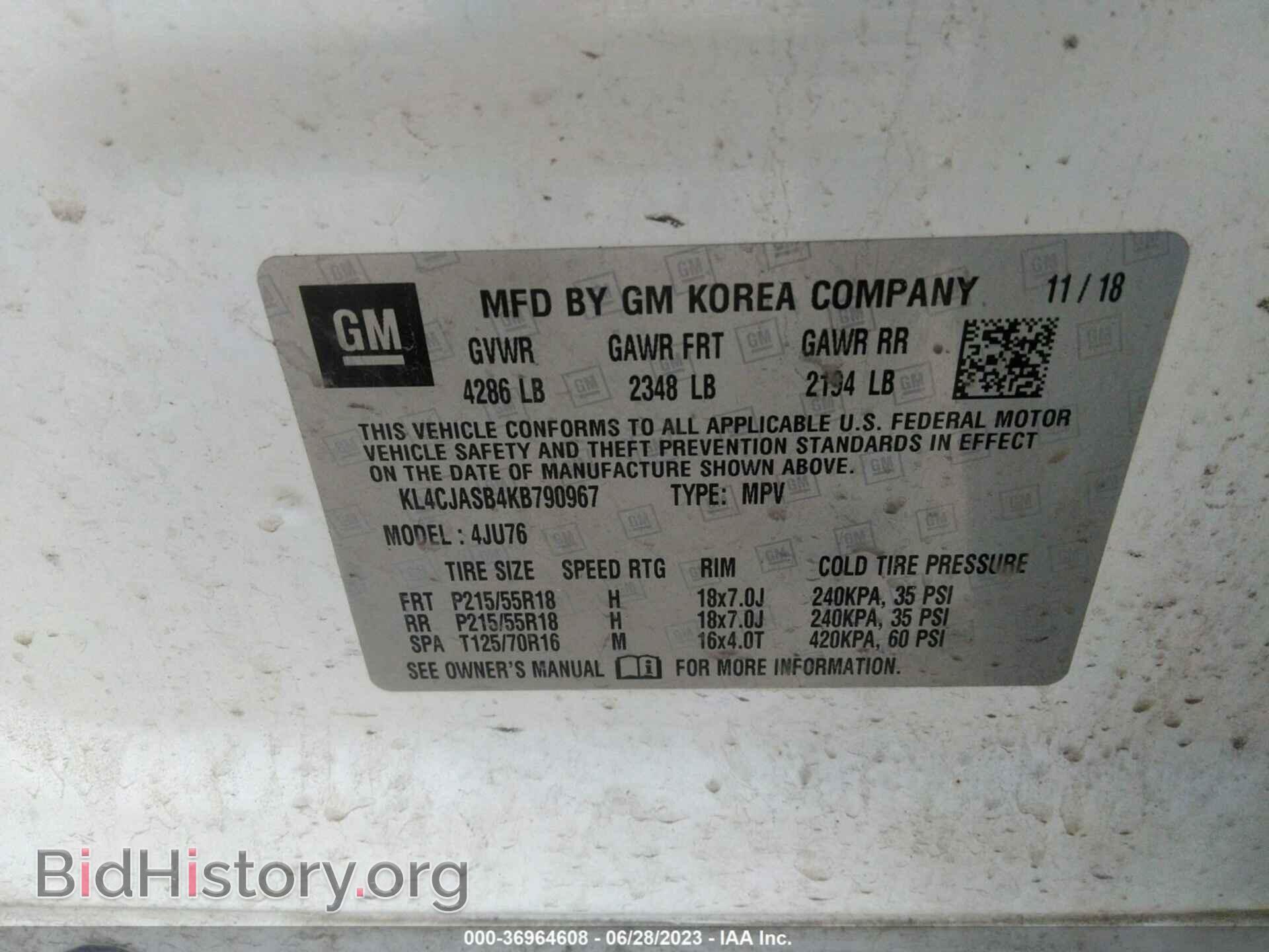 2019 BUICK ENCORE - VIN: KL4CJASB4KB790967 - Фото 9