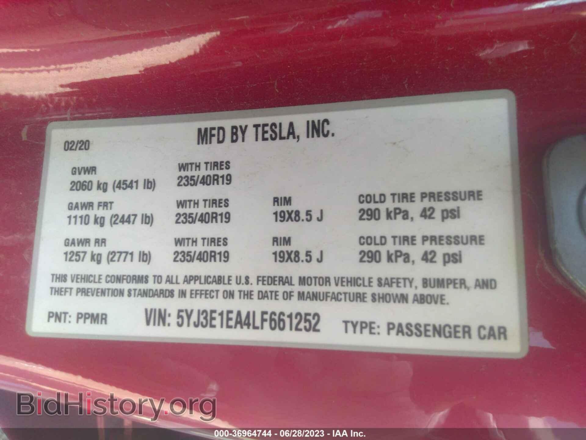 2020 TESLA MODEL 3 - VIN: 5YJ3E1EA4LF661252 - Фото 9