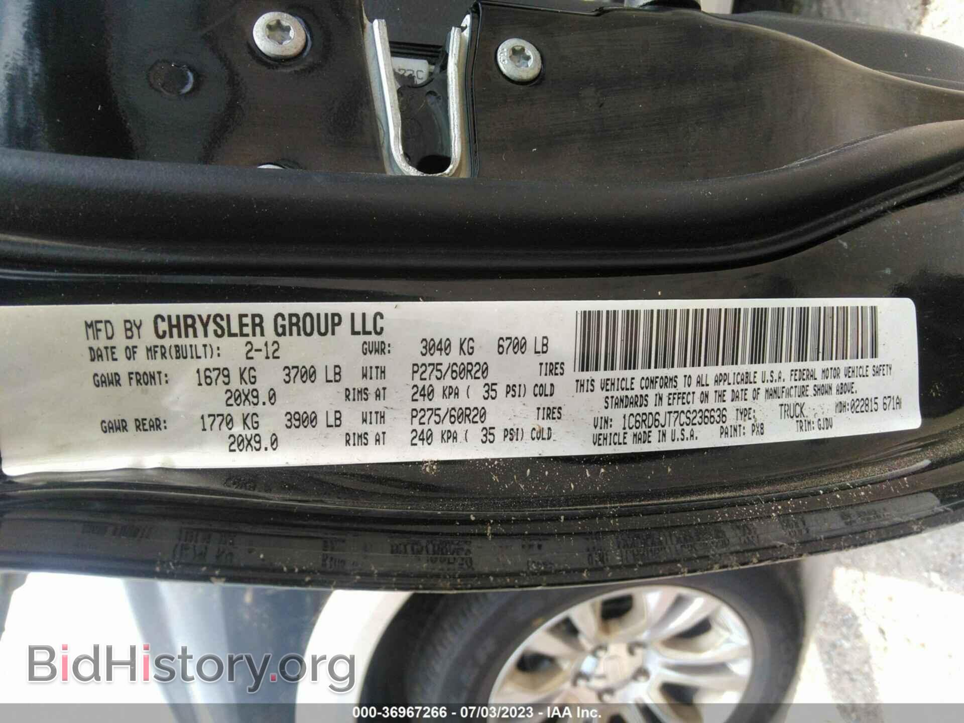 2012 RAM 1500 - VIN: 1C6RD6JT7CS236636 - Фото 9