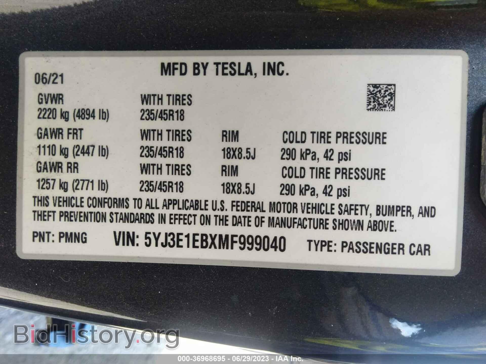 2021 TESLA MODEL 3 - VIN: 5YJ3E1EBXMF999040 - Photo 9