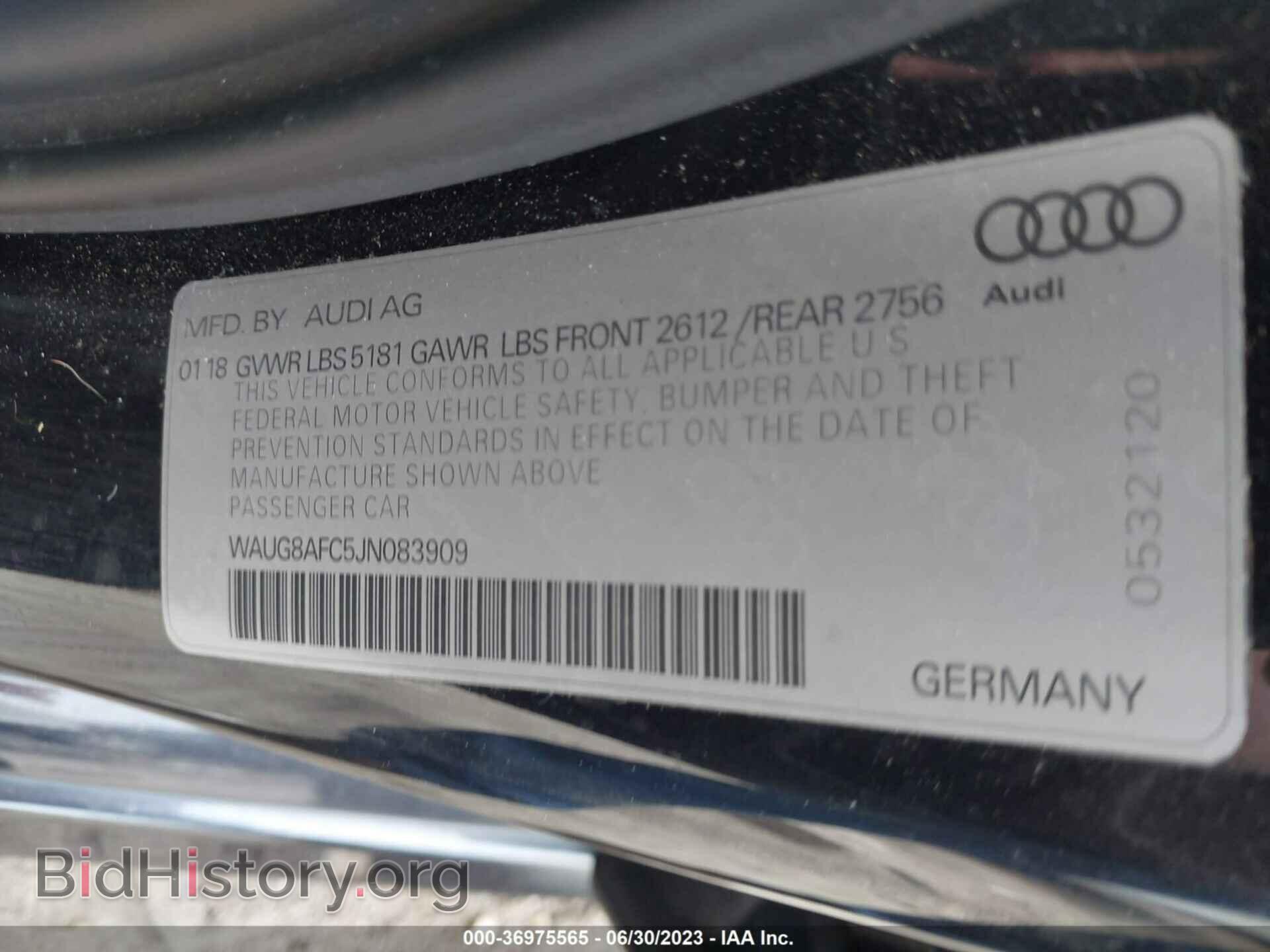 2018 AUDI A6 - VIN: WAUG8AFC5JN083909 - Фото 9
