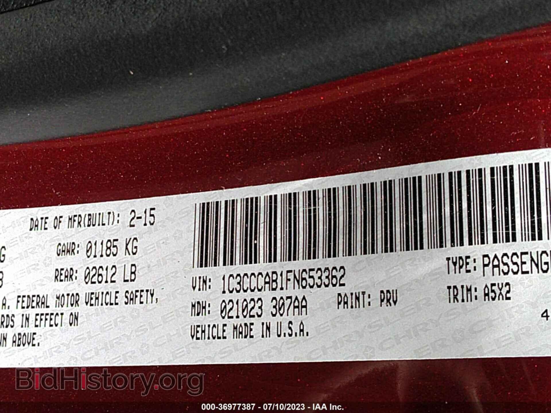 2015 CHRYSLER 200 - VIN: 1C3CCCAB1FN653362 - Фото 9