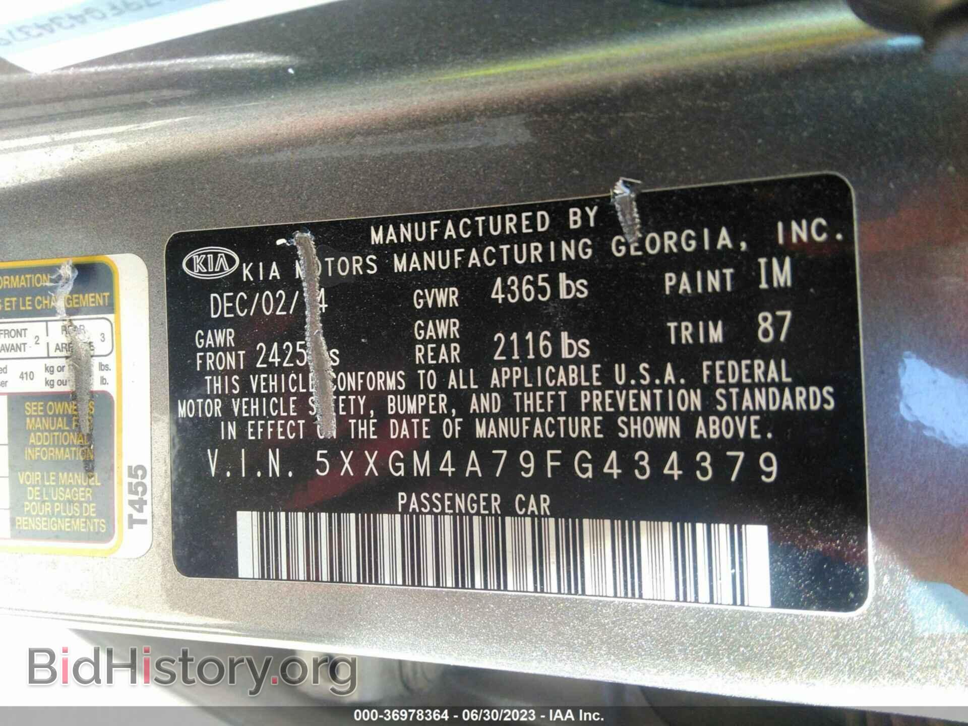2015 KIA OPTIMA - VIN: 5XXGM4A79FG434379 - Photo 9