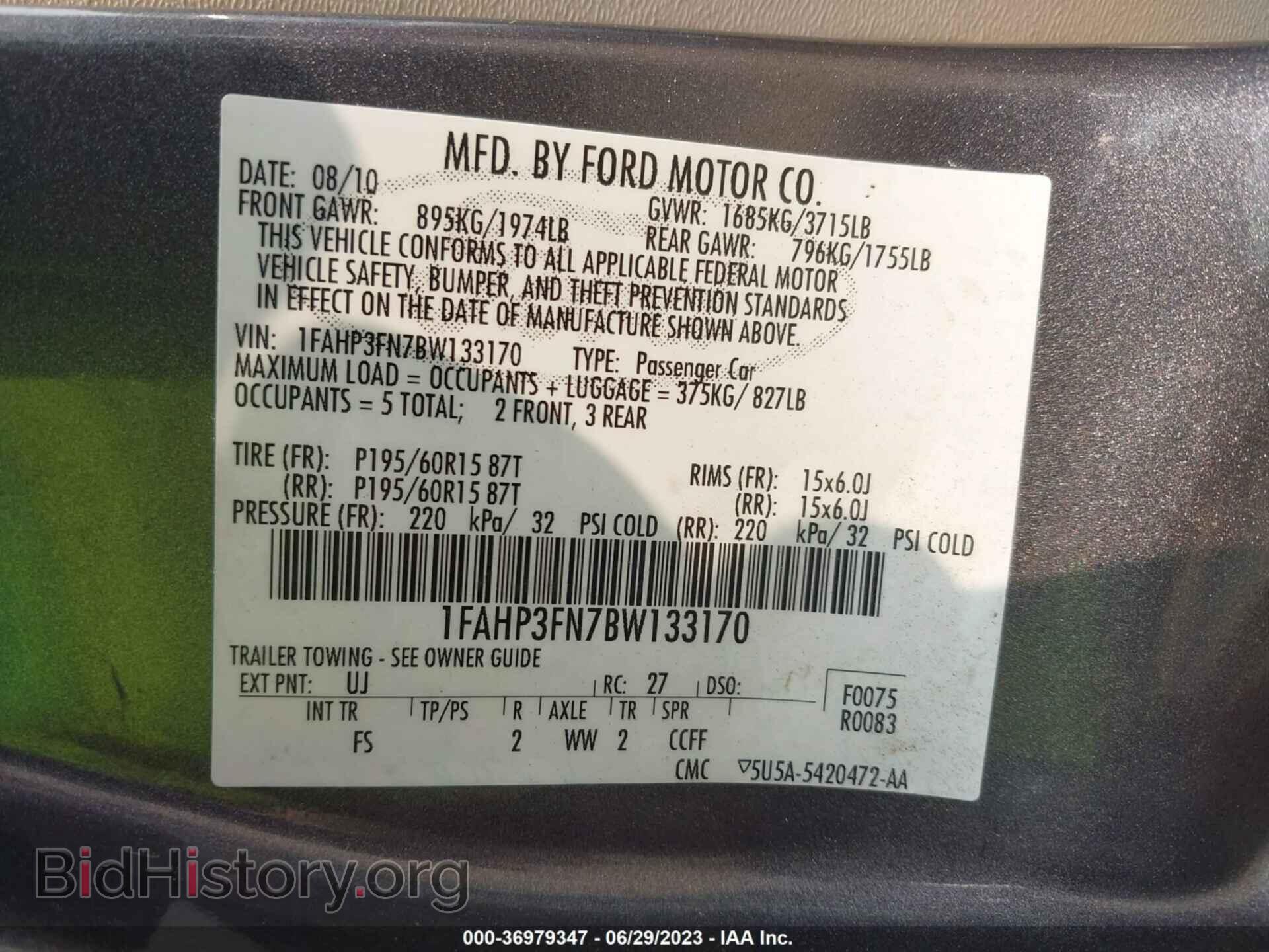 2011 FORD FOCUS - VIN: 1FAHP3FN7BW133170 - Фото 9