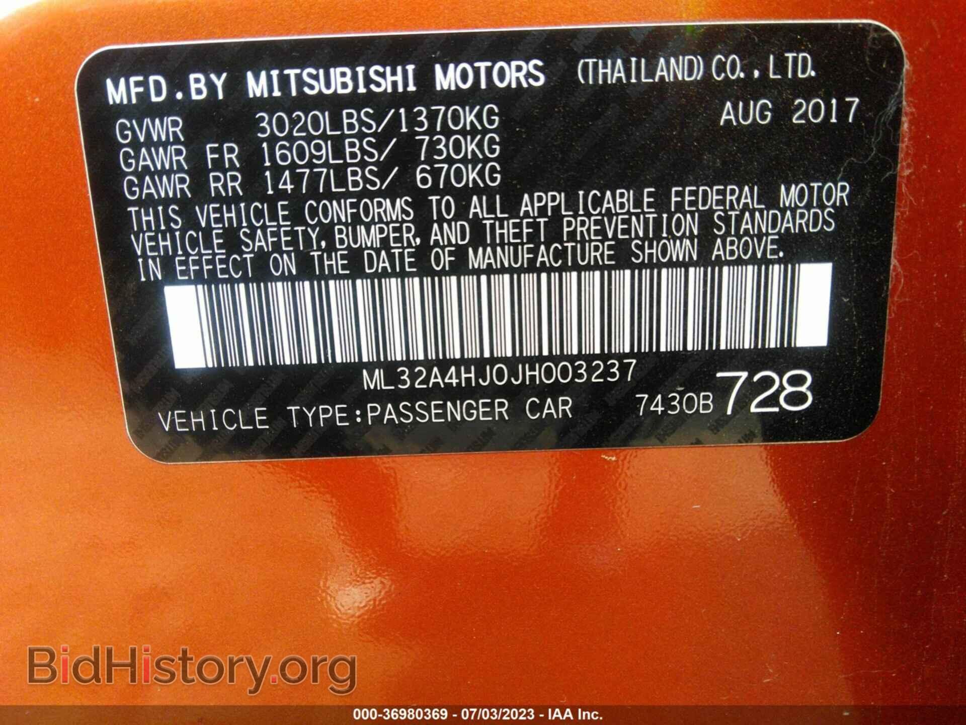 2018 MITSUBISHI MIRAGE - VIN: ML32A4HJ0JH003237 - Фото 9