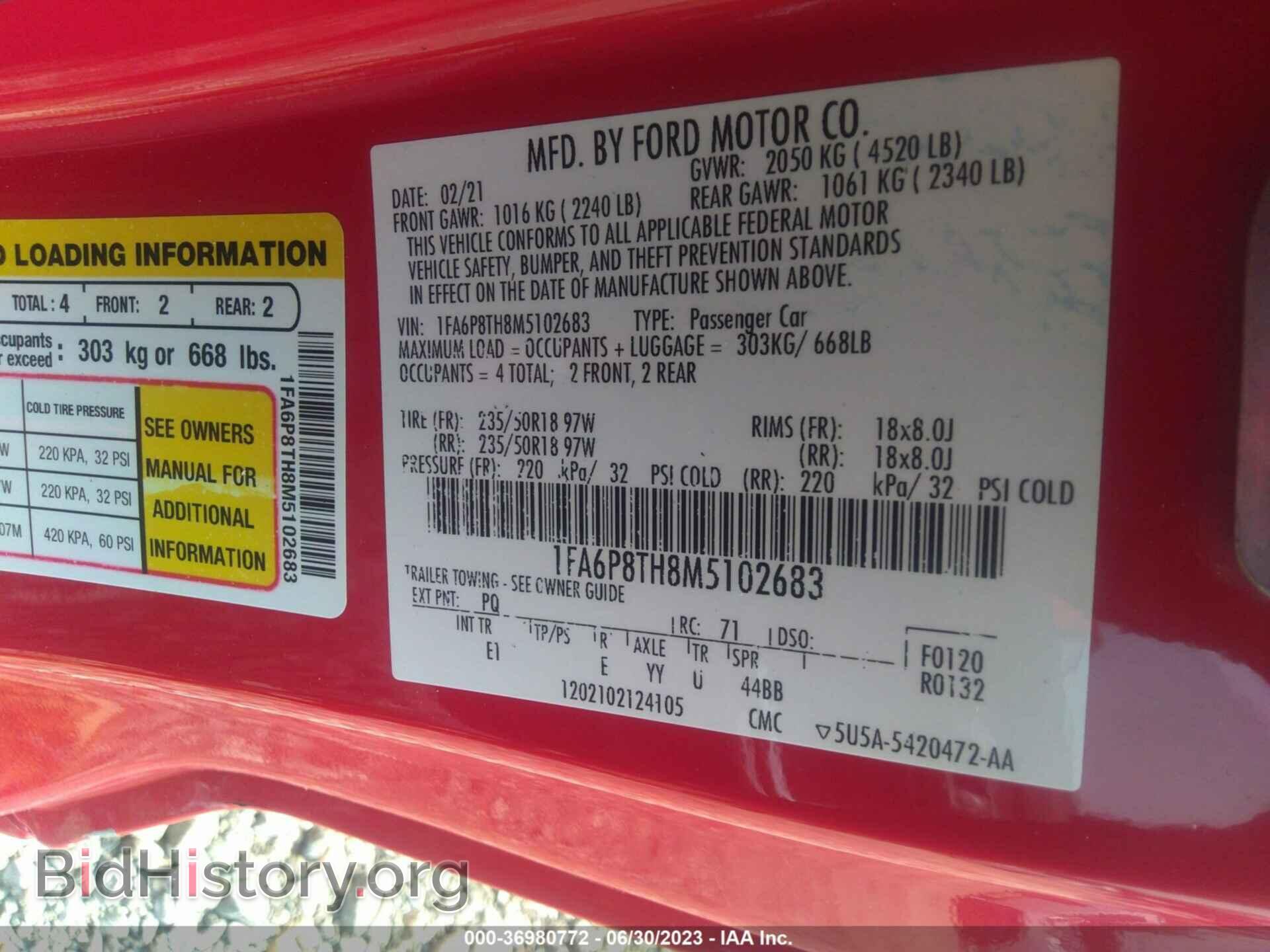 2021 FORD MUSTANG - VIN: 1FA6P8TH8M5102683 - Фото 9