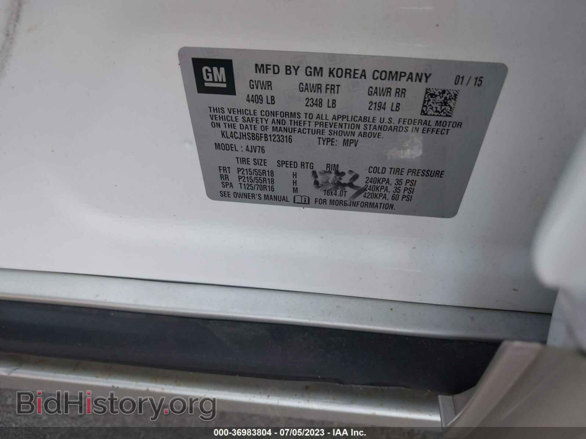 2015 BUICK ENCORE - VIN: KL4CJHSB6FB123316 - Фото 9
