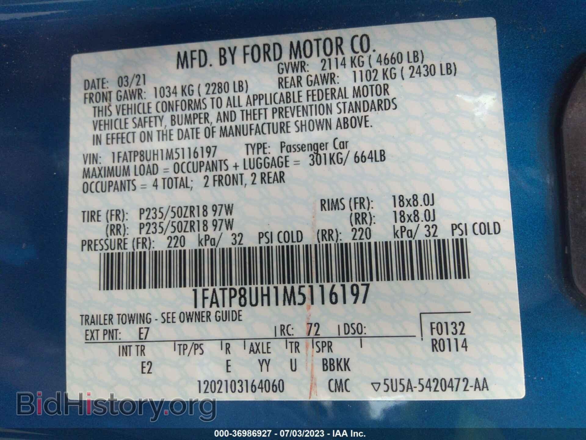 2021 FORD MUSTANG - VIN: 1FATP8UH1M5116197 - Фото 9