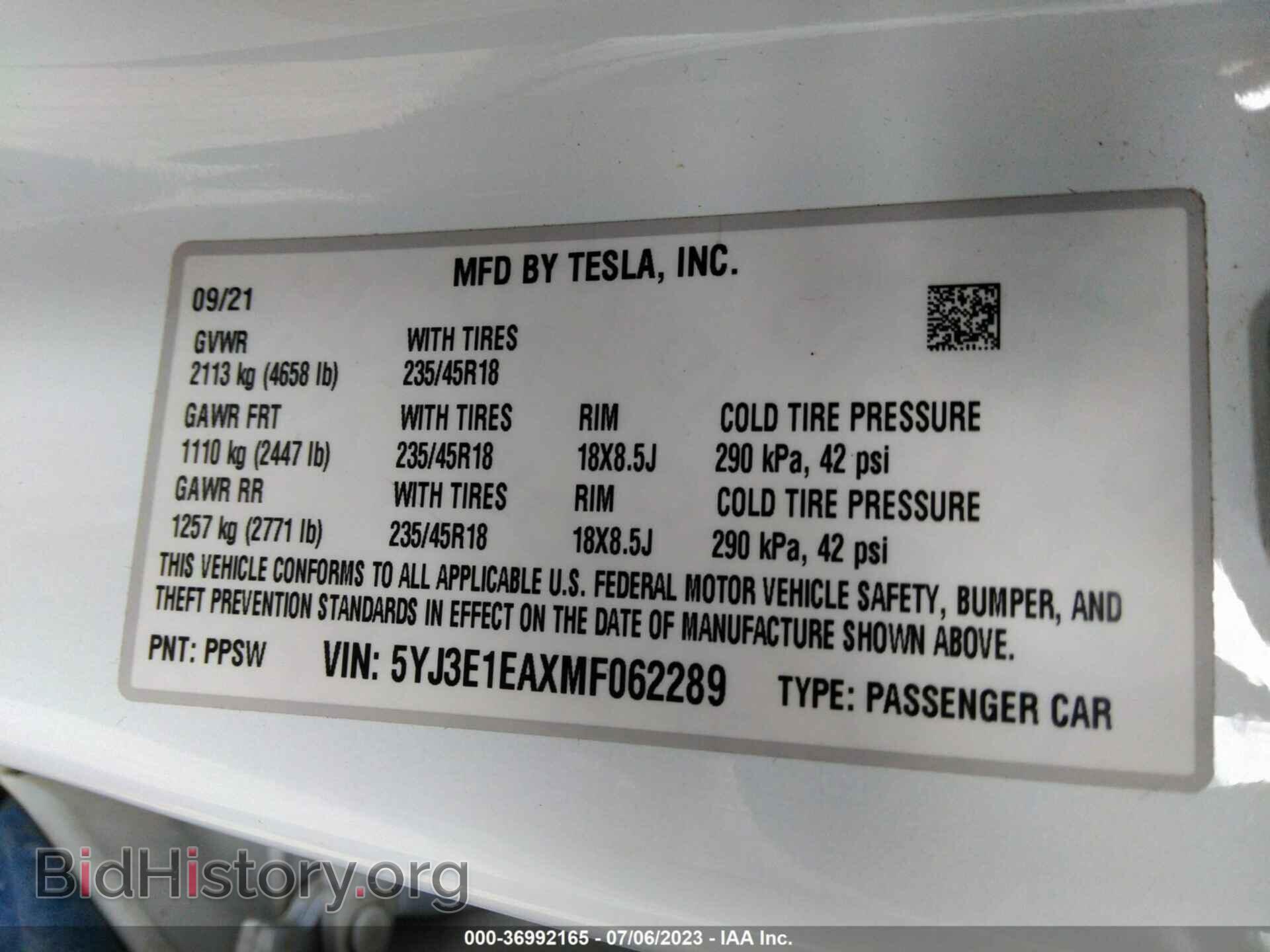 2021 TESLA MODEL 3 - VIN: 5YJ3E1EAXMF062289 - Photo 9