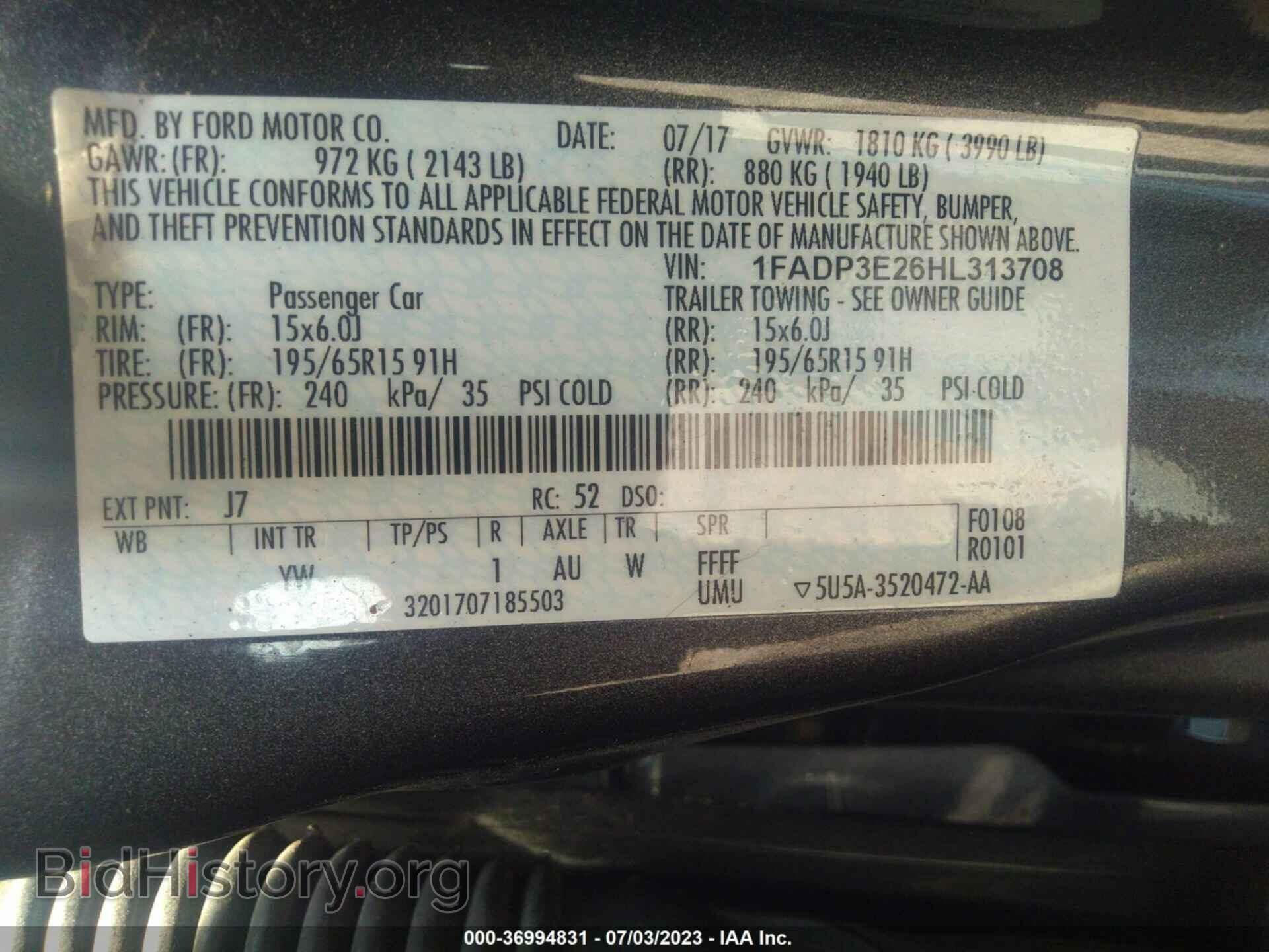 2017 FORD FOCUS - VIN: 1FADP3E26HL313708 - Фото 9
