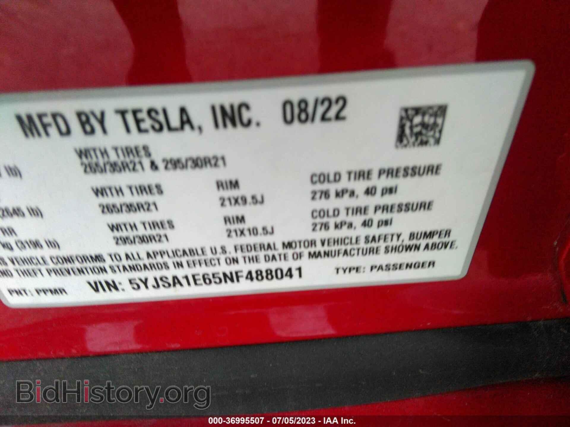 2022 TESLA MODEL S - VIN: 5YJSA1E65NF488041 - Photo 9
